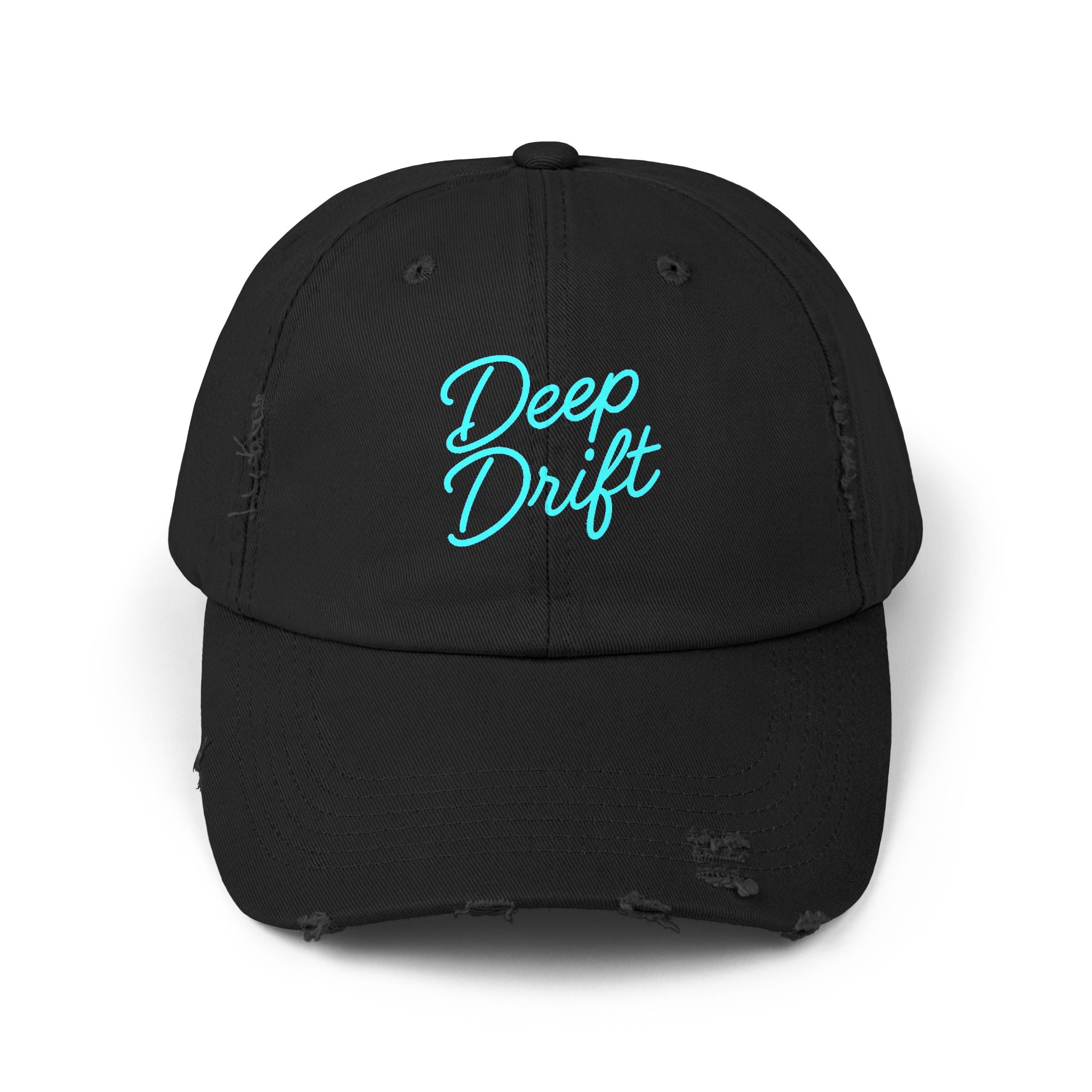 Deep Drift Turquoise Hooked Horizon Co.  Hat Unisex Distressed Cap - Casual Chic Hat, Perfect for Outdoor Adventures, Gifts for Him/Her, Vintage Style, Everyday Wear