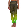 Green Gradient Neon Spotted Fishing High Waisted Yoga Leggings, Hooked Horizon Co,  Deep Drift- Purple, Comfortable Activewear, Fitness Pants, Ideal for Gym, Yoga, and Weekend Brunch