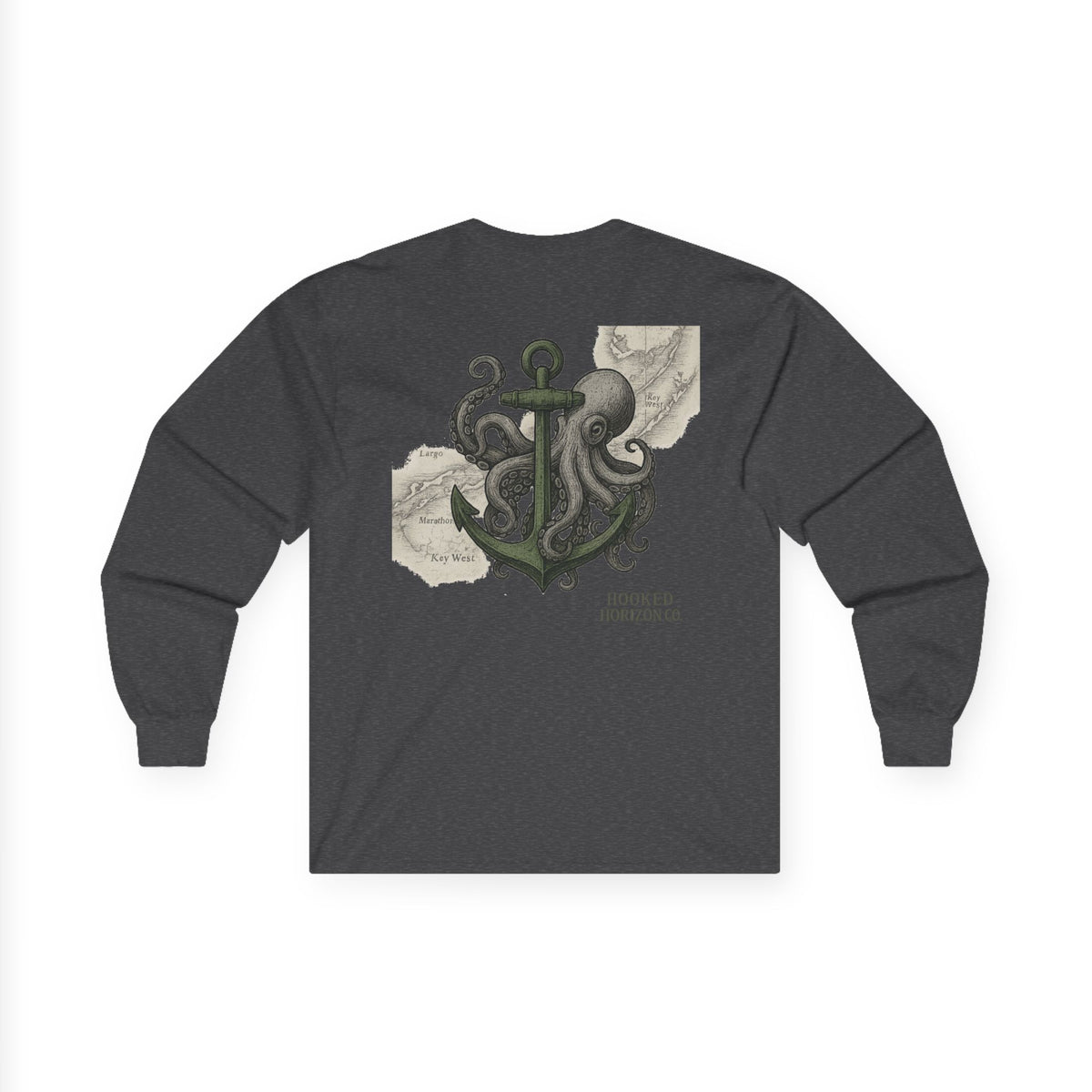 Octopus & Anchor Long Sleeve Tee, Unisex Cotton Shirt, Nautical Gift, Beachwear, Casual Outfit, Ocean Lover Apparel