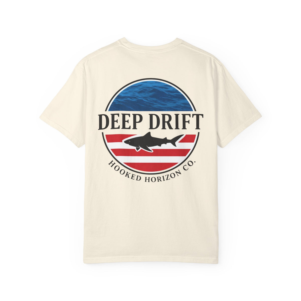 USA Deep Drift Fishing T-Shirt - RED, WHITE & BLUE Fishing Tee for Angler Lovers, Shark Lovers, Ocean Tee