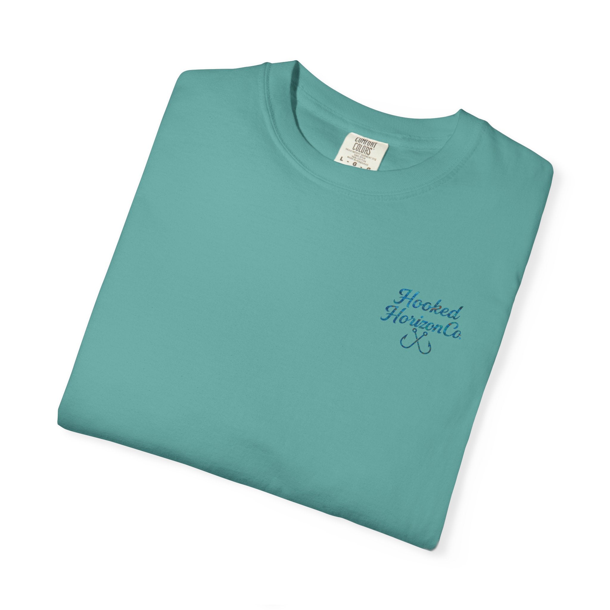 Mahi Mahi Hooked Horizon Co. — "Chasing Legends" Deep Drift Fishing Graphicishing Tee for Angler Lovers, Shark Lovers, Ocean Tee