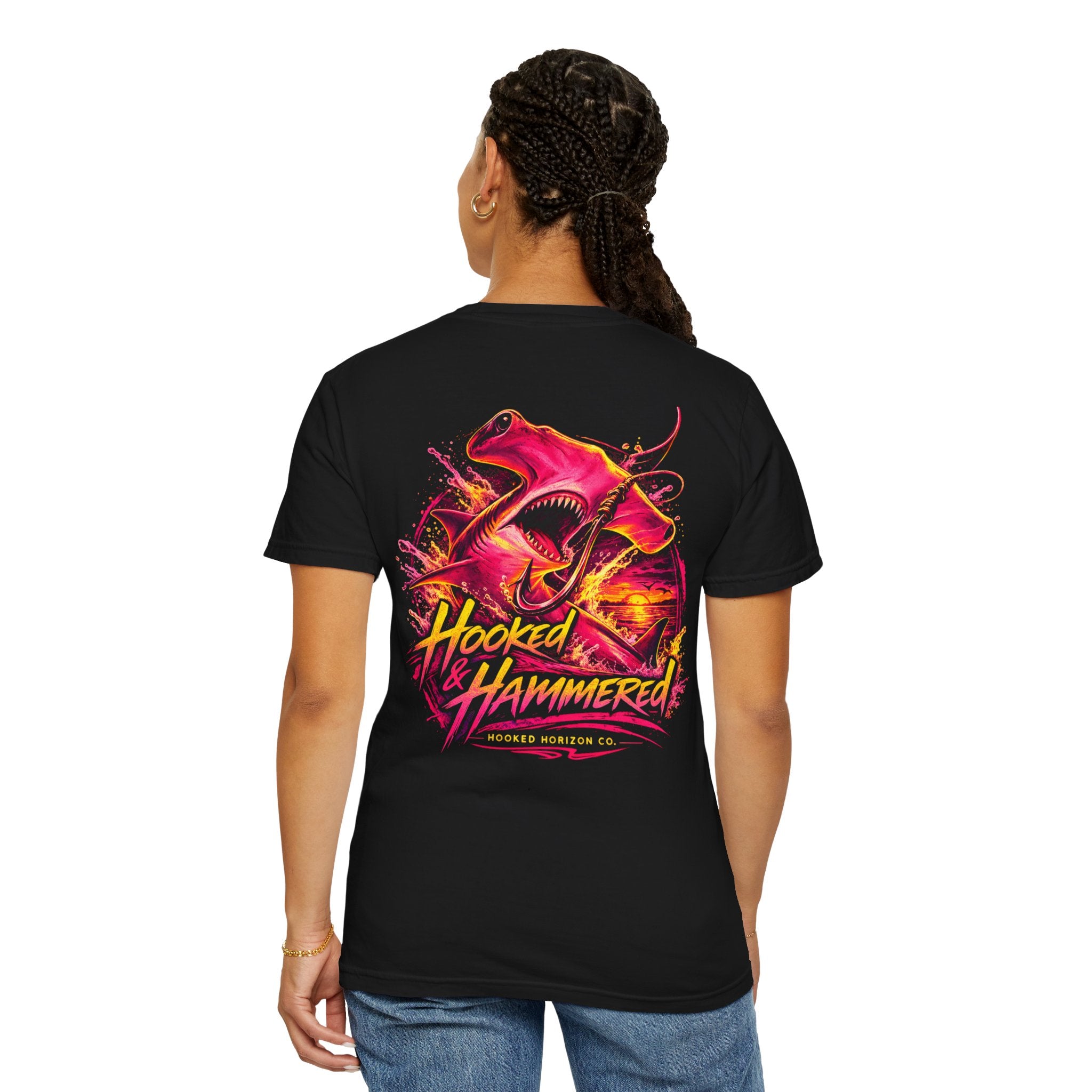 Hooked & Hammered Fishing T-shirt, Hooked Horizon Co, Angler Gifts, Shark Lovers