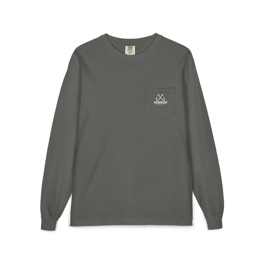 USA Shark Hooked Horizon Co.  Classic Logo Unisex Long Sleeve Pocket T-Shirt