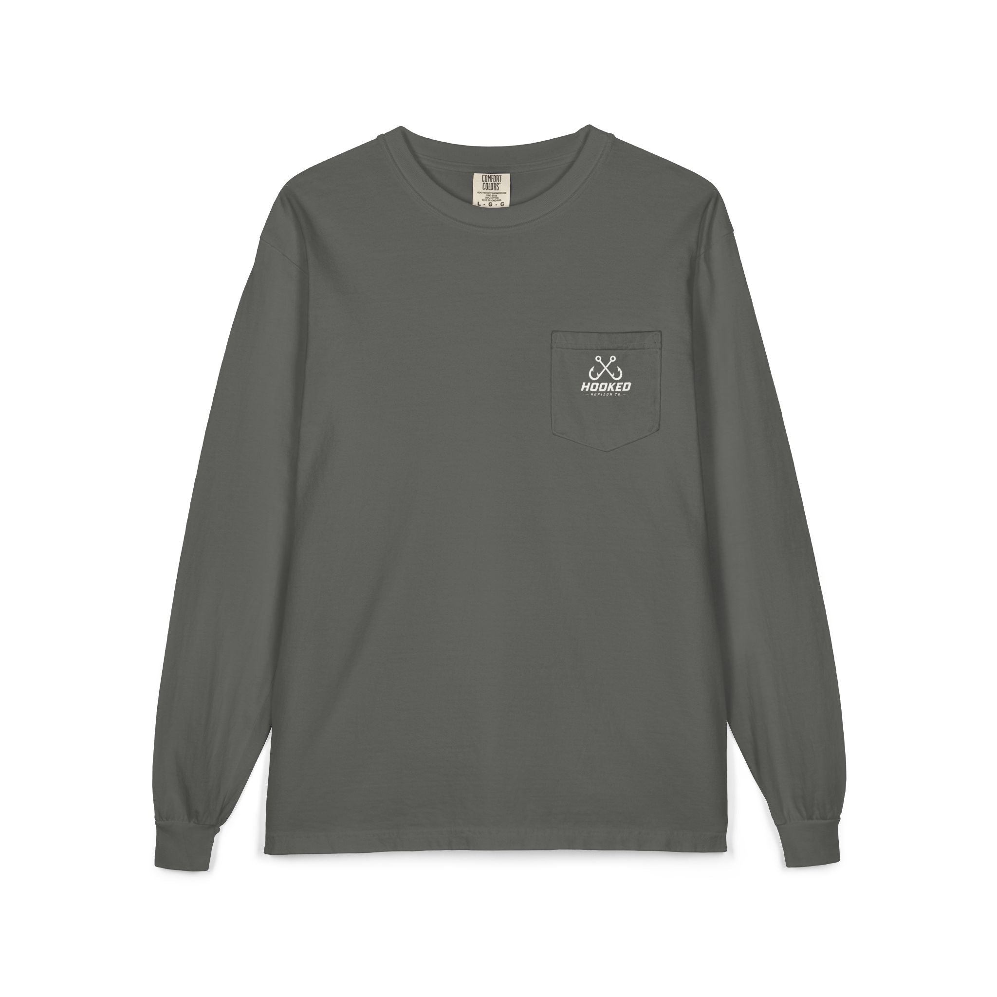 USA Shark Hooked Horizon Co.  Classic Logo Unisex Long Sleeve Pocket T-Shirt