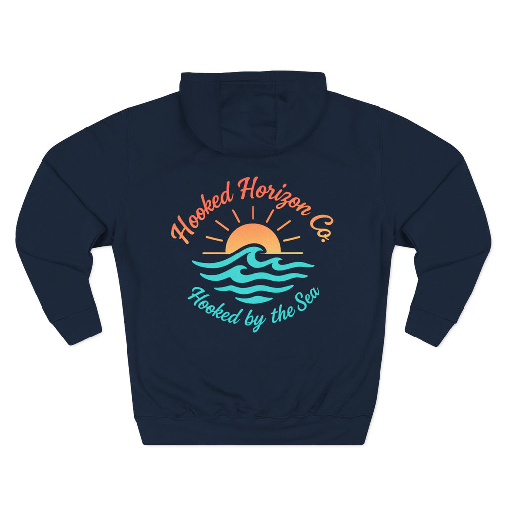 Wave & Sun Deep Drift– "Hooked By The Sea" Hooked Horizon Co. Unisex Hoodie for Ocean Lovers, Nautical Fashion, Cool Weather Gear, Everyday Comfort, Perfect Gift