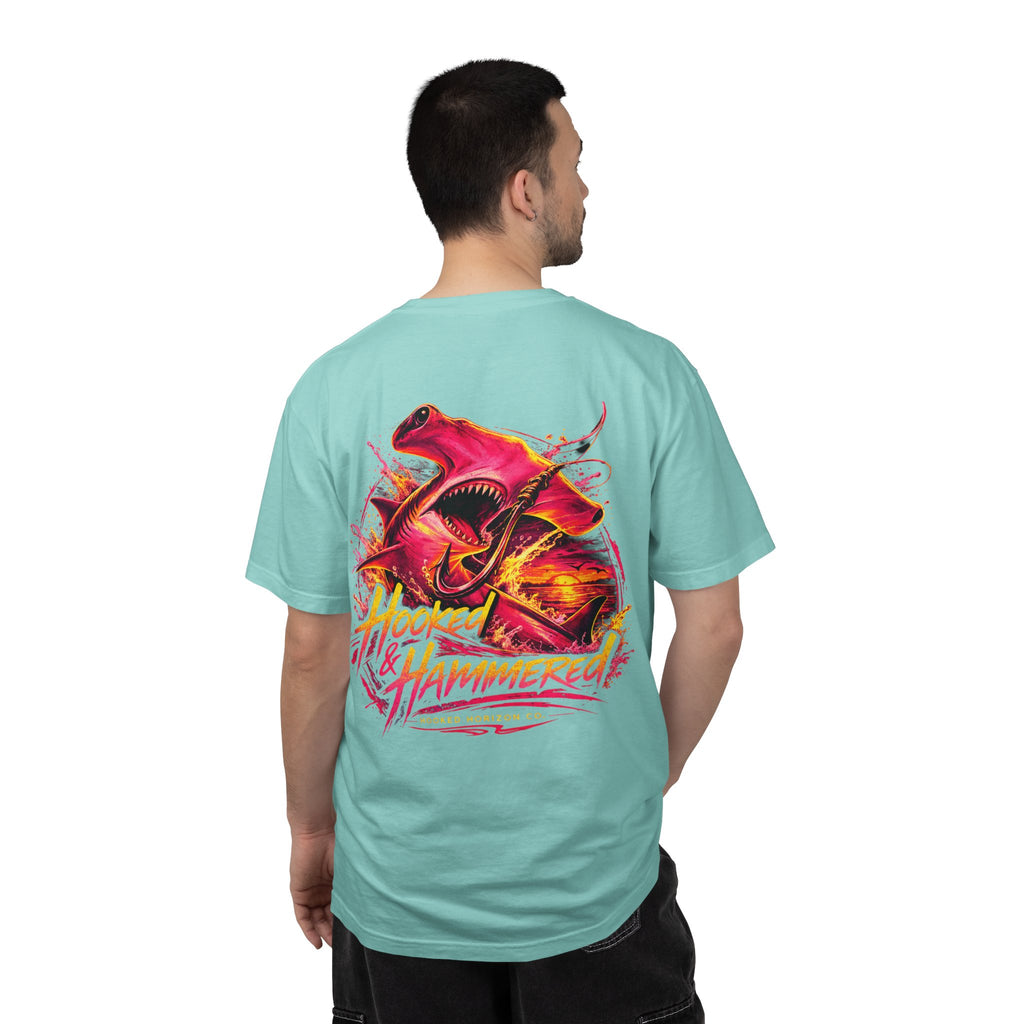 Hooked & Hammered Fishing T-shirt, Hooked Horizon Co, Angler Gifts, Shark Lovers