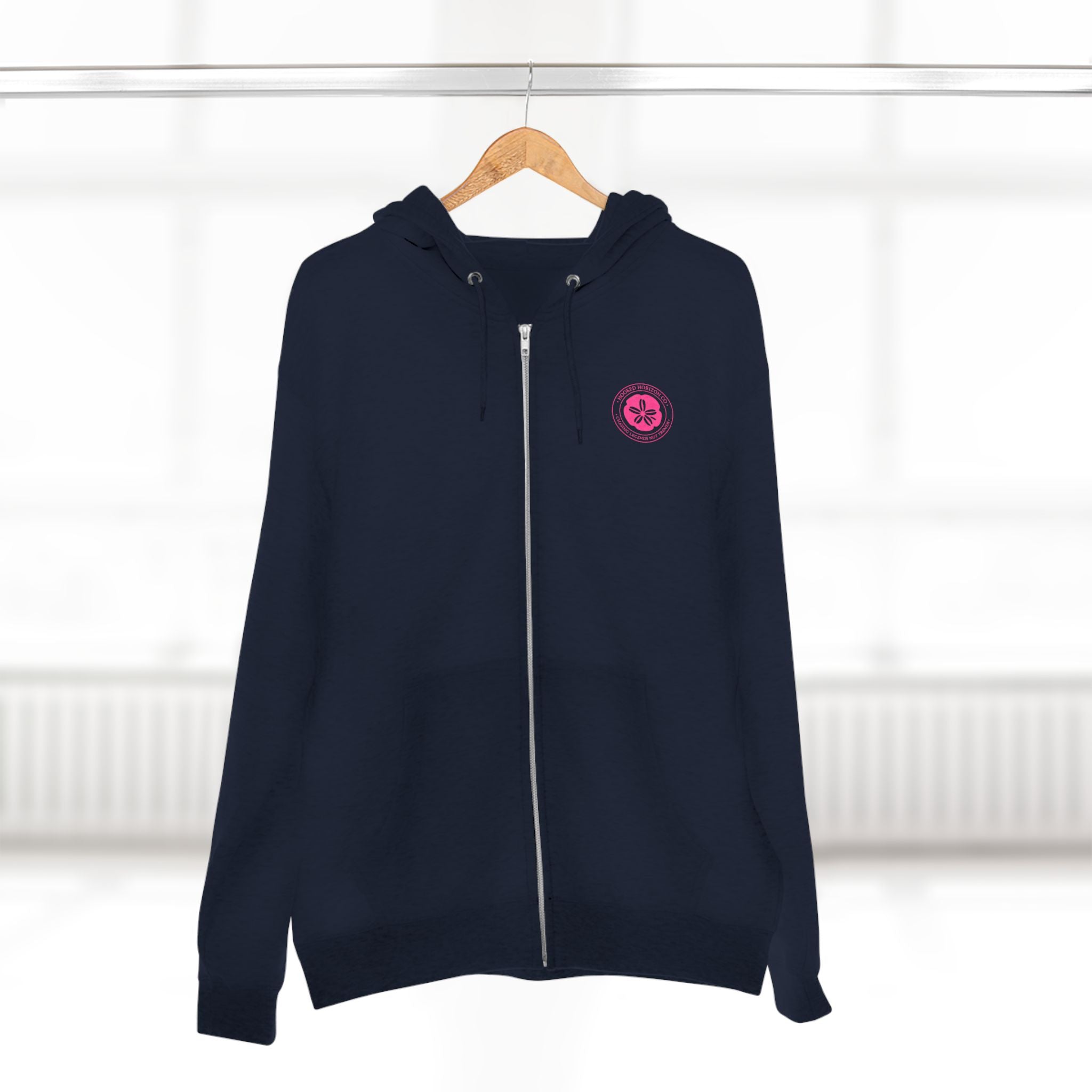 Pink Sand Dollar Tropical Flower Logo— Hooked Horizon Co. Zip-Up Hoodie