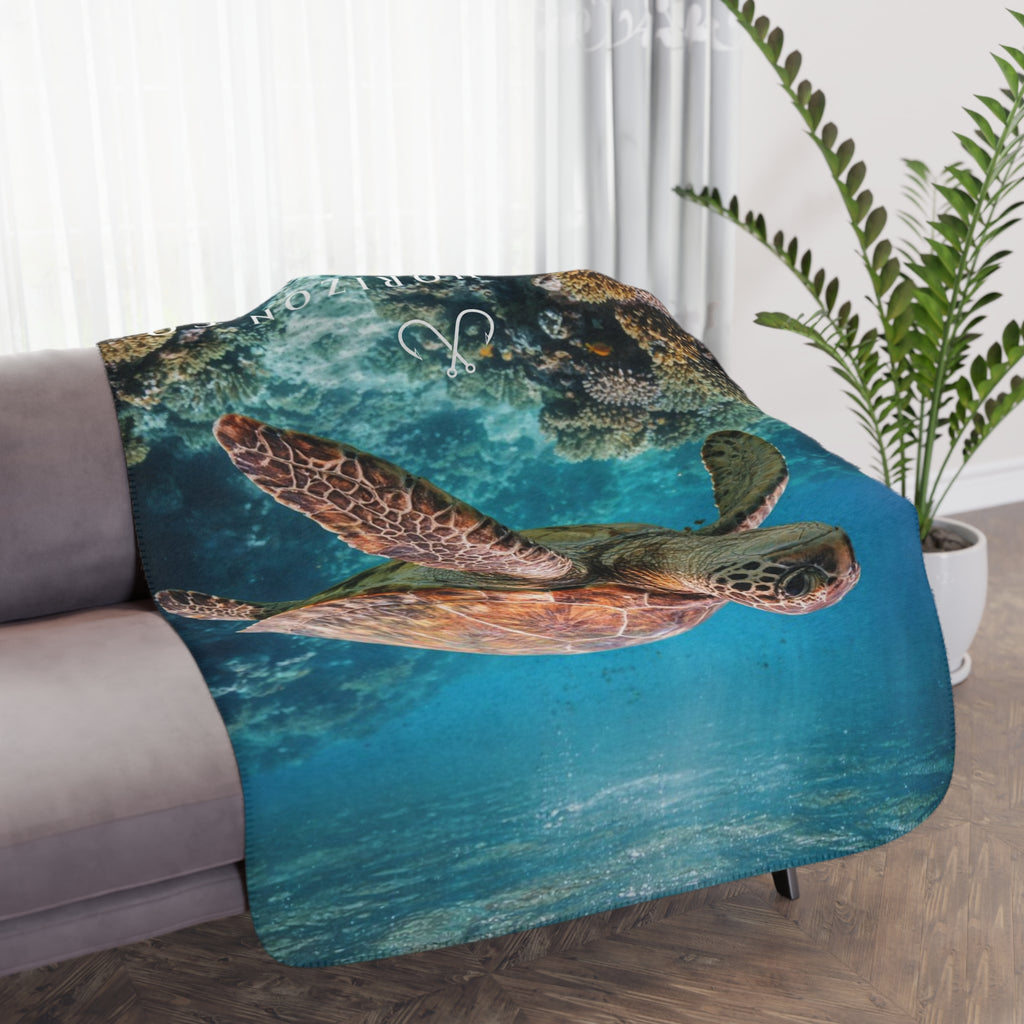 Sea Turtle Sherpa Blanket — Coastal Ocean Photography Throw