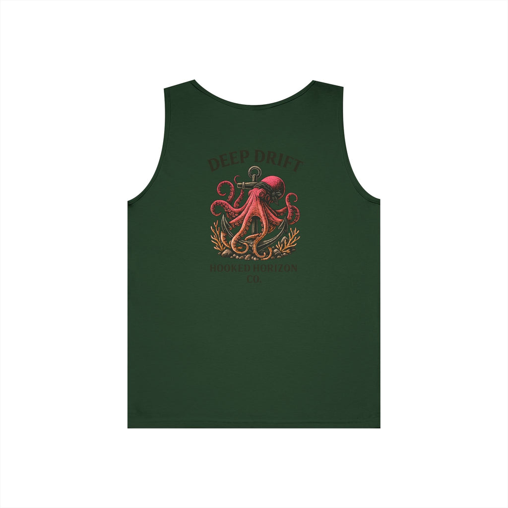 Red  Deep Drift Octopus Graphic Tank Top, Summer Beach Wear, Unisex Tank, Gift for Ocean Lovers, Nautical Tees, Camping Apparel