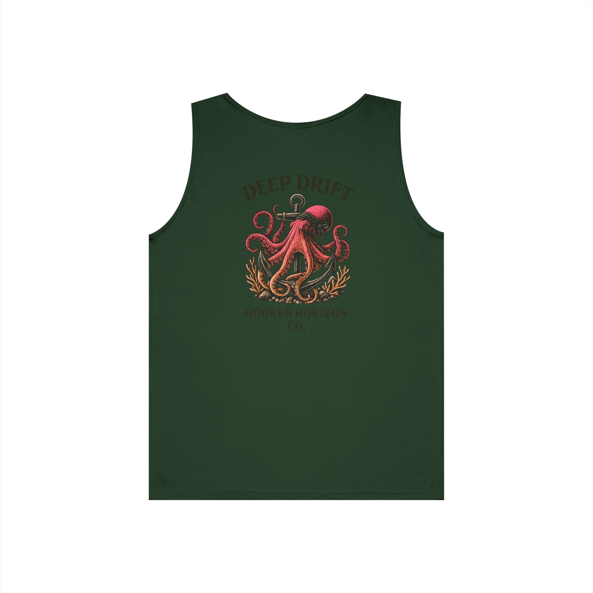 Red  Deep Drift Octopus Graphic Tank Top, Summer Beach Wear, Unisex Tank, Gift for Ocean Lovers, Nautical Tees, Camping Apparel