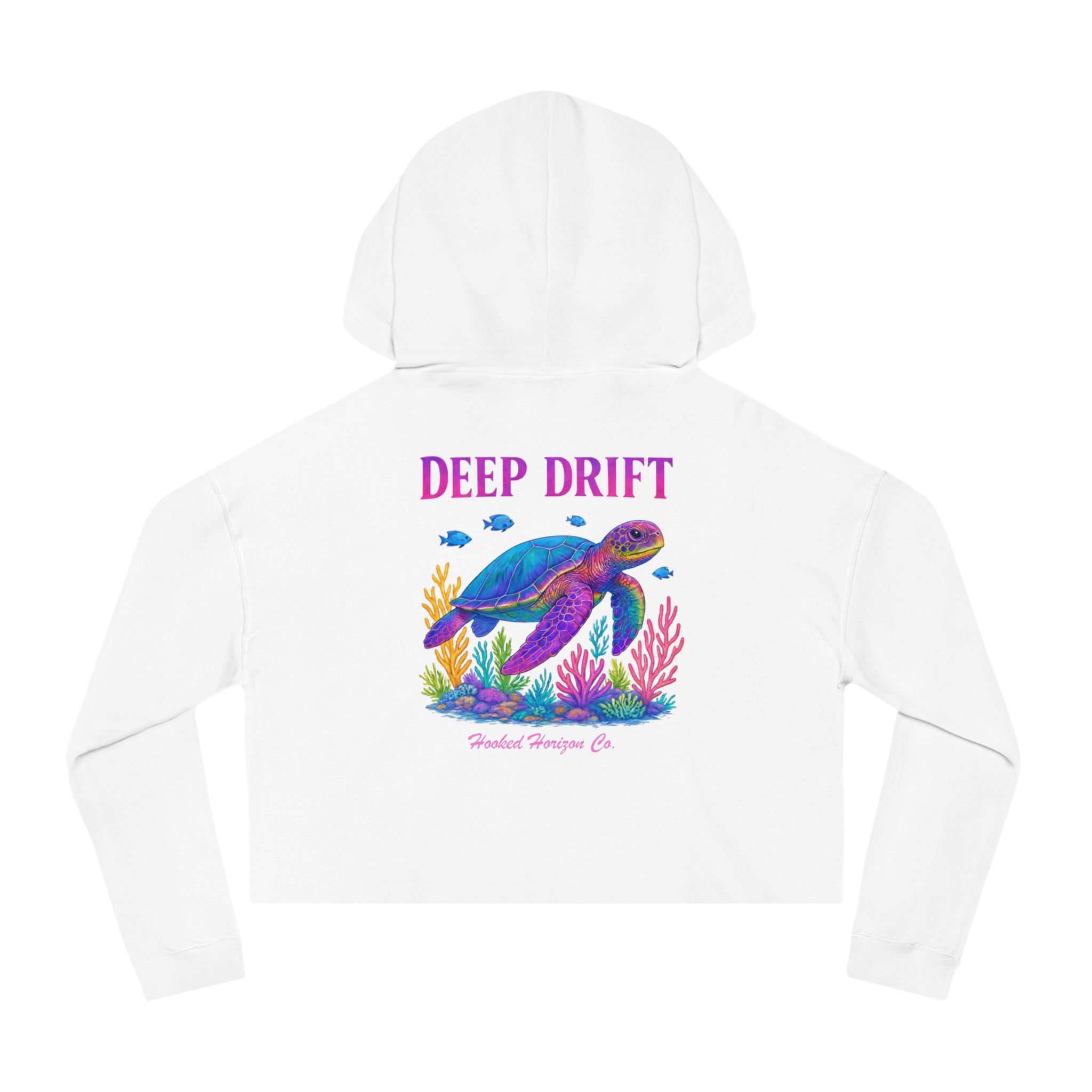 Turtle Cropped Hoodie — "Deep Drift on the Water" Fishing Graphic