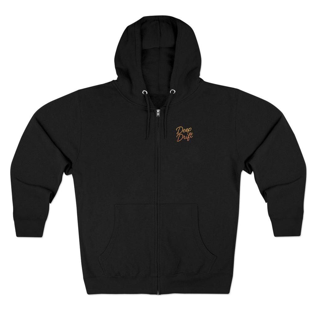 Turtle "Keep It Reel" Deep Drift–Hooked Horizon Co. Unisex Zip Hoodie for Ocean Lovers, Nautical Fashion, Cool Weather Gear, Everyday Comfort, Perfect Gift