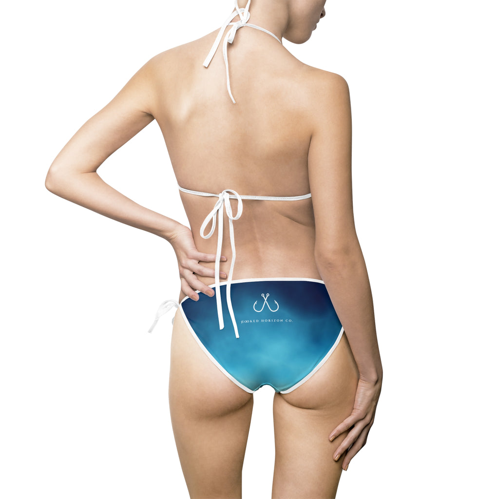 Dark To Light Blue Ombre Bikini – Hooked Horizon Co. Swimsuit, Summer Beachwear, Swimwear for Vacations, Pool Parties, Tropical Getaways, Custom Strap Colors – Multiple Variations