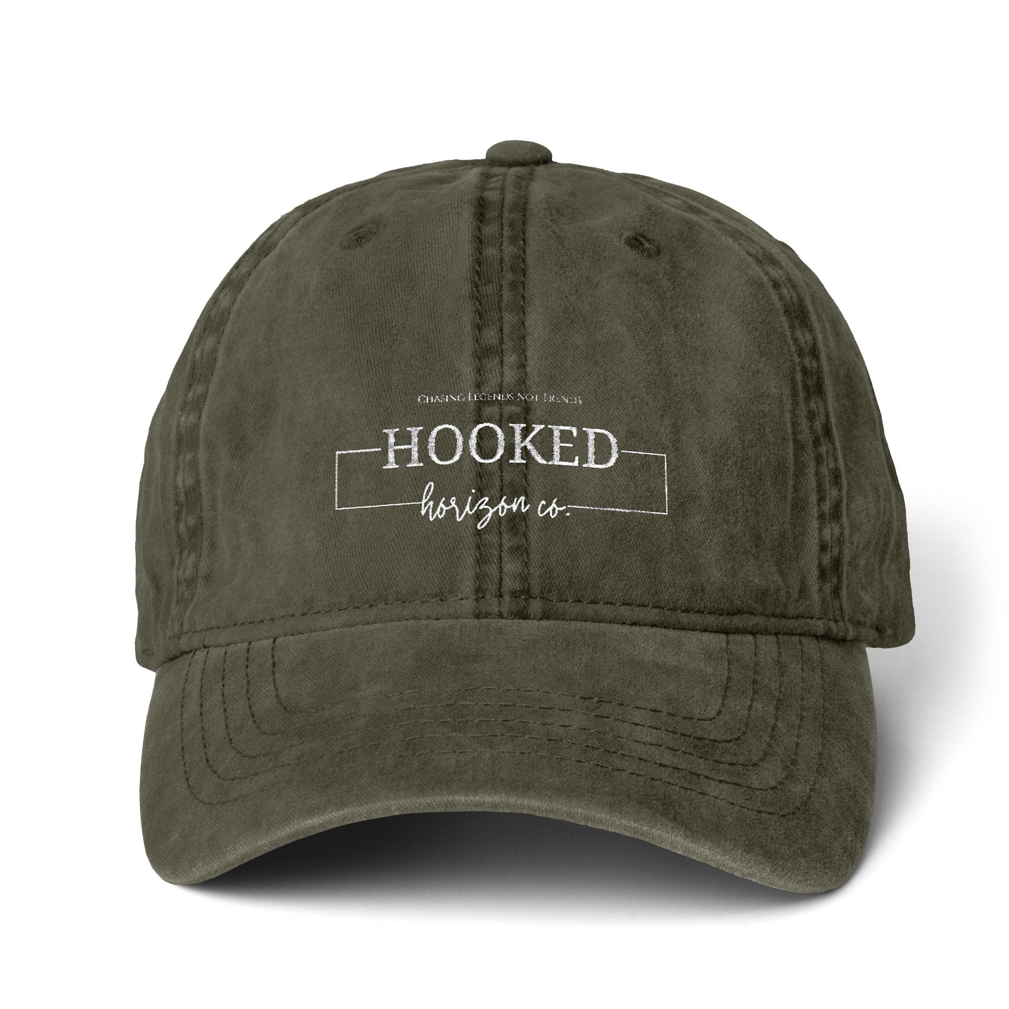Chasing Legends Not Trends — Hooked Horizon Co. Women's Pigment-Dyed Cap with Fashion Undervisor (Embroidery), Multiple Color/ Lining Variations