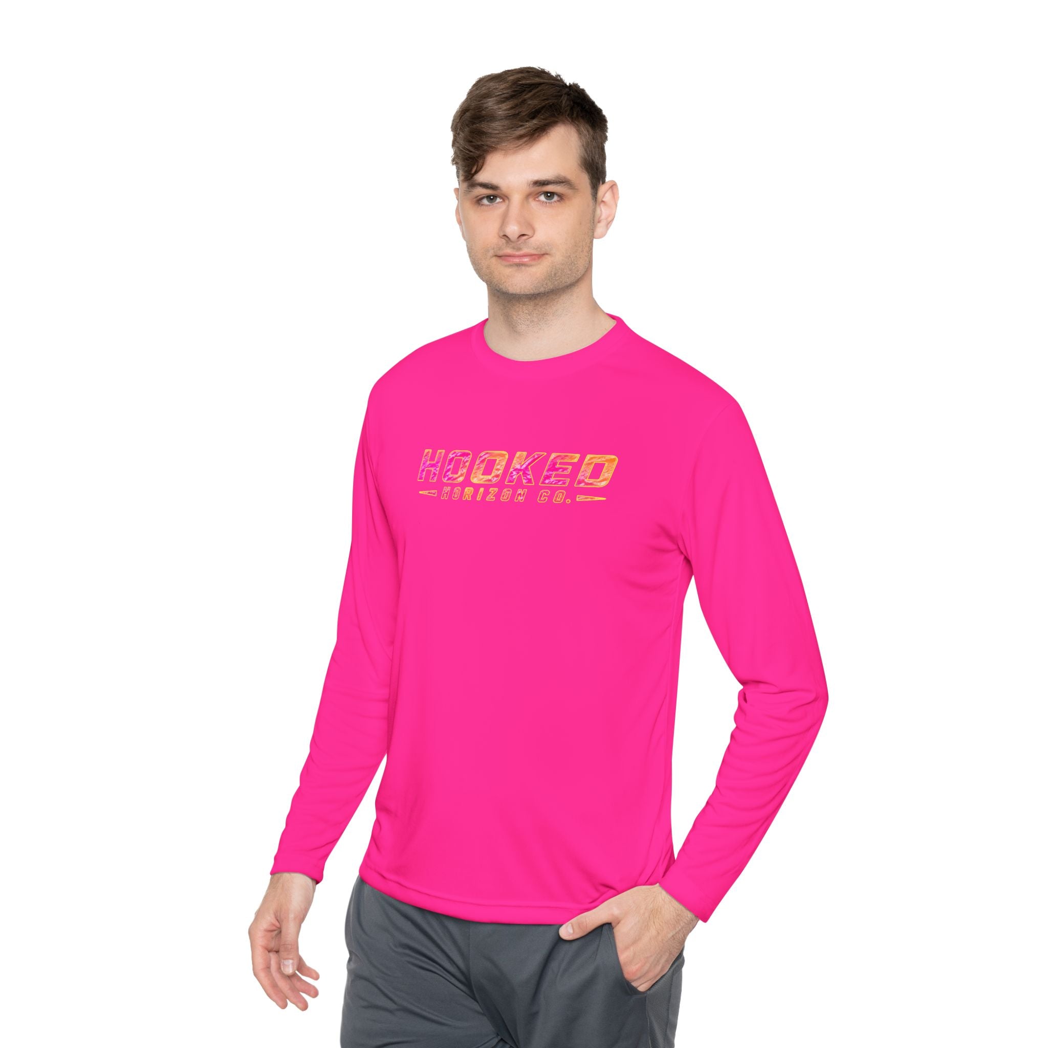 Moisture Wicking Classic Logo Tee In Pink—Horizon Co. Anchors Long Sleeve Tee — Lightweight Fishing Shirt