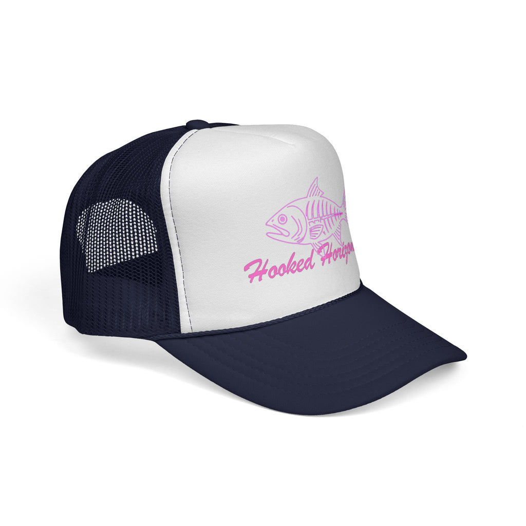 Pink Fish Bone Trucker Cap — Fishing & Beach Hat