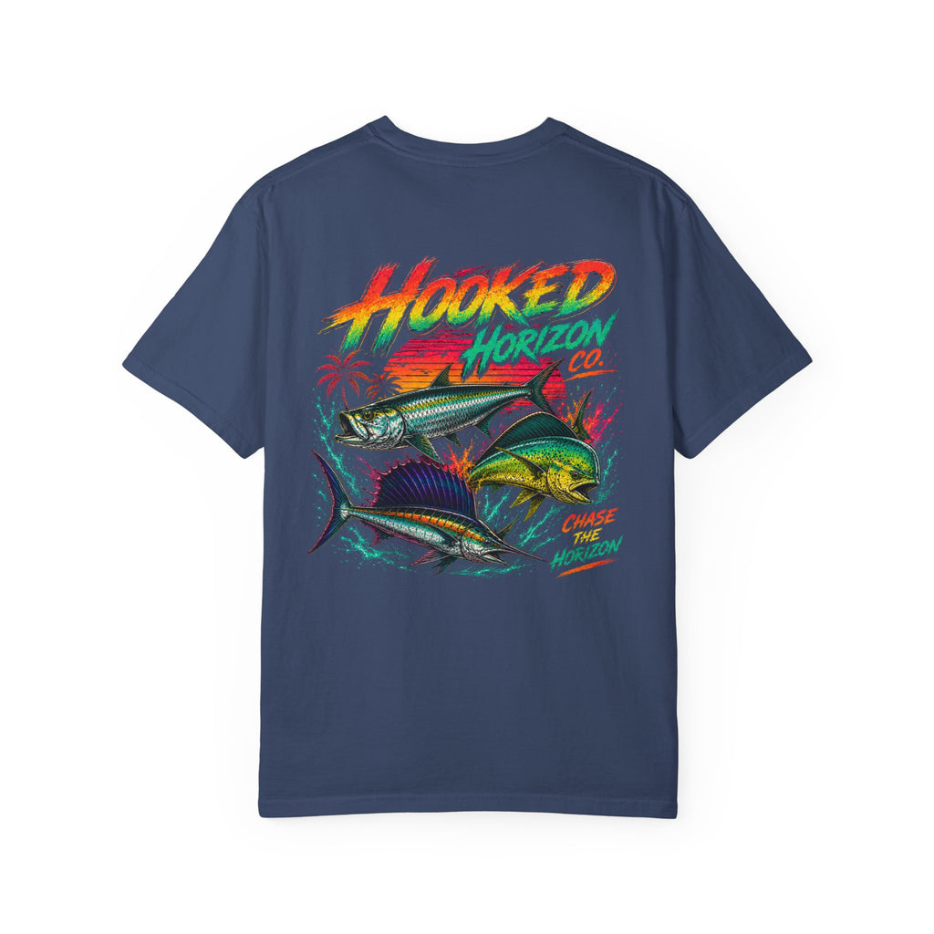 Retro 80s Tripple Fish Fishing Tee — Hooked Horizon Co.  Angler Gifts Ocean Lover Gifts