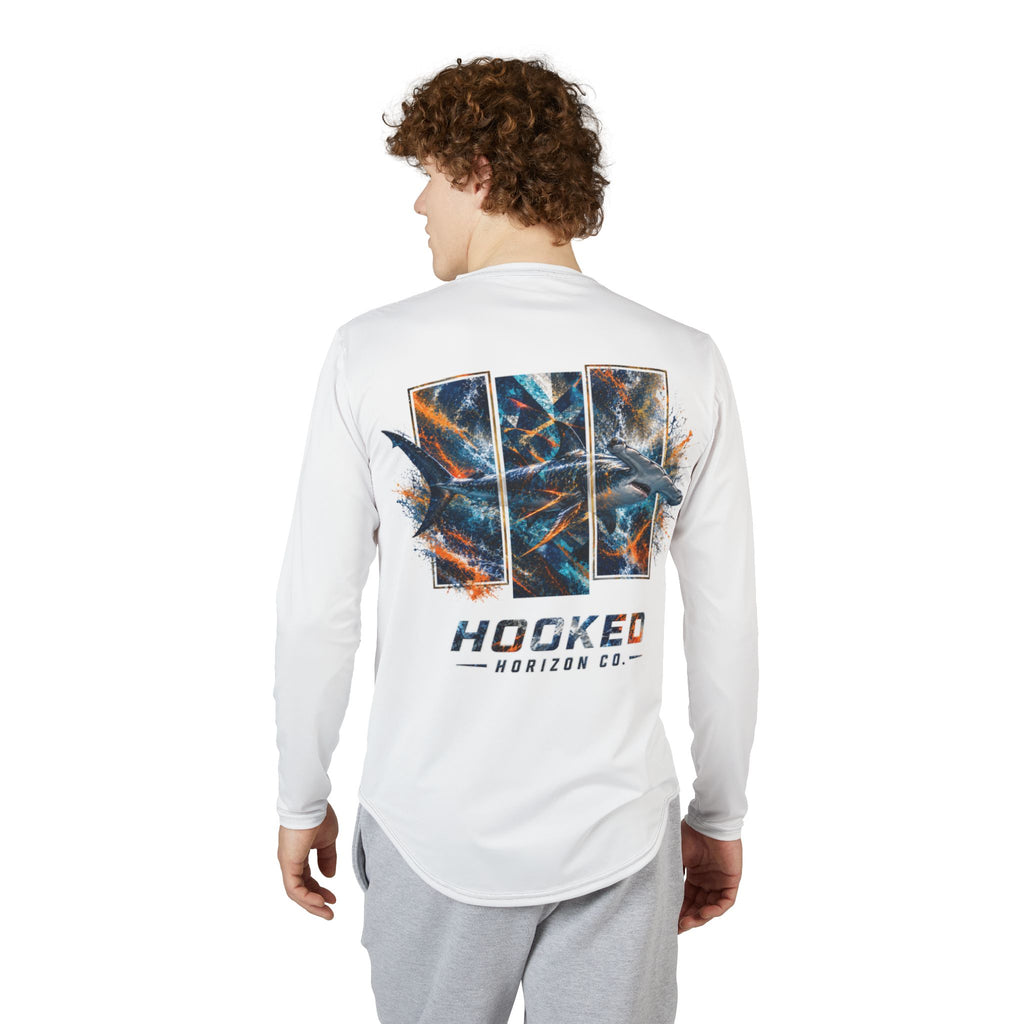 Hammer Head Hooked Horizon Co — Men's Long Sleeve UV Shirt — Chasing Legends Not Trends Orca Ocean Graphic Performance Tee