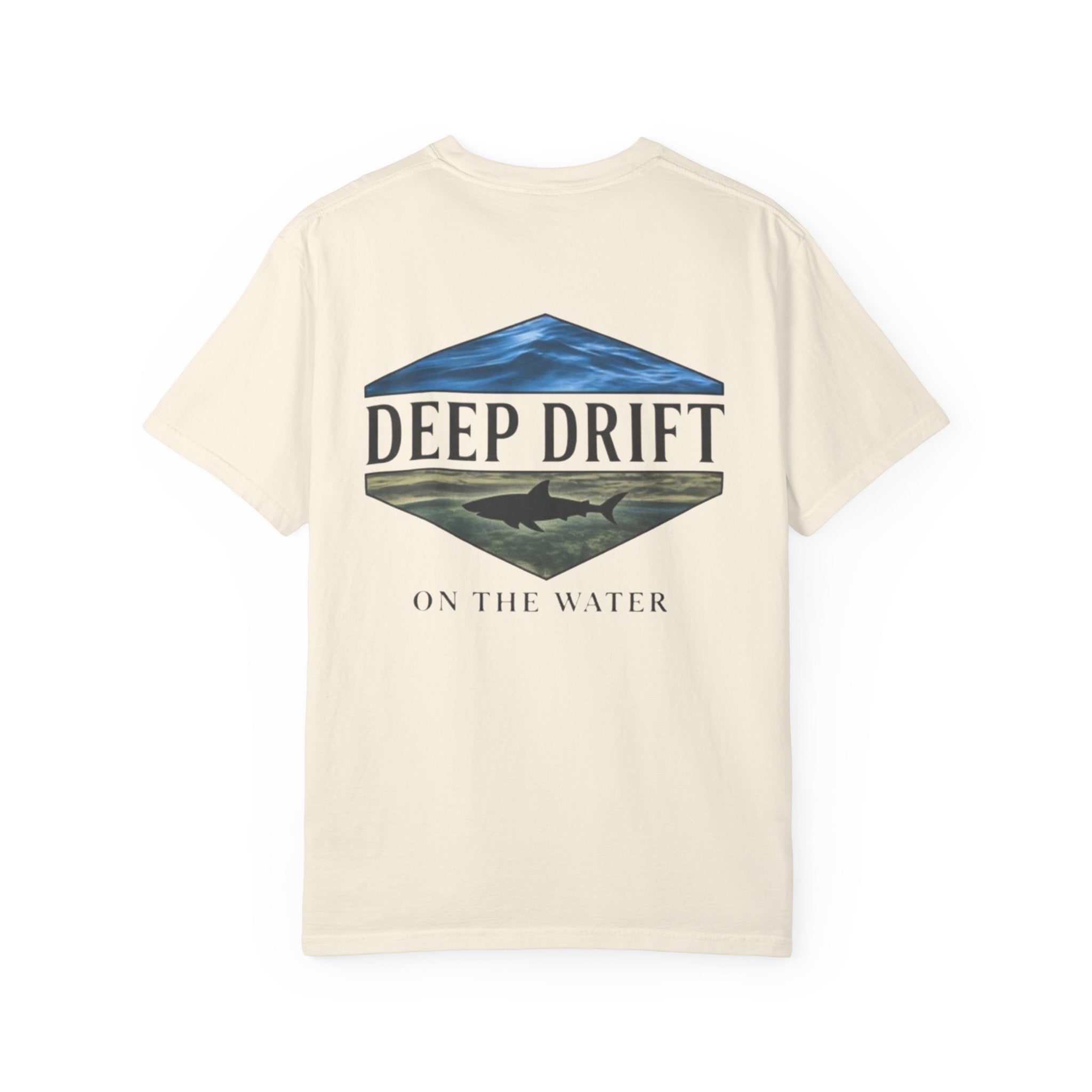 Shark Tee — "Deep Drift on the Water" Fishing Graphicishing Tee for Angler Lovers, Shark Lovers, Ocean Tee