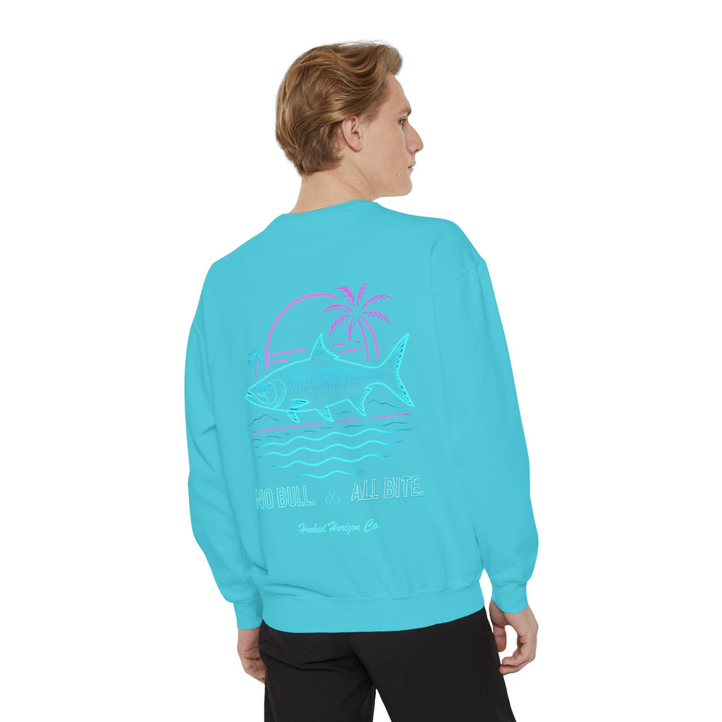 Vintage vibes Neon Tarpon Sweatshirt– Hooked Horizon Co. Ocean apparel, Gifts for Him & Her, Ocean Conservation, Soft Unisex Garment-Dyed Sweatshirt