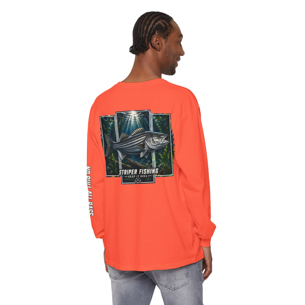 Saltwater Sea Striper Fishing Long Sleeve T-Shirt, Ocean Adventure Apparel, Boat Trip Shirt, Coastal Style, Gift for Fishermen