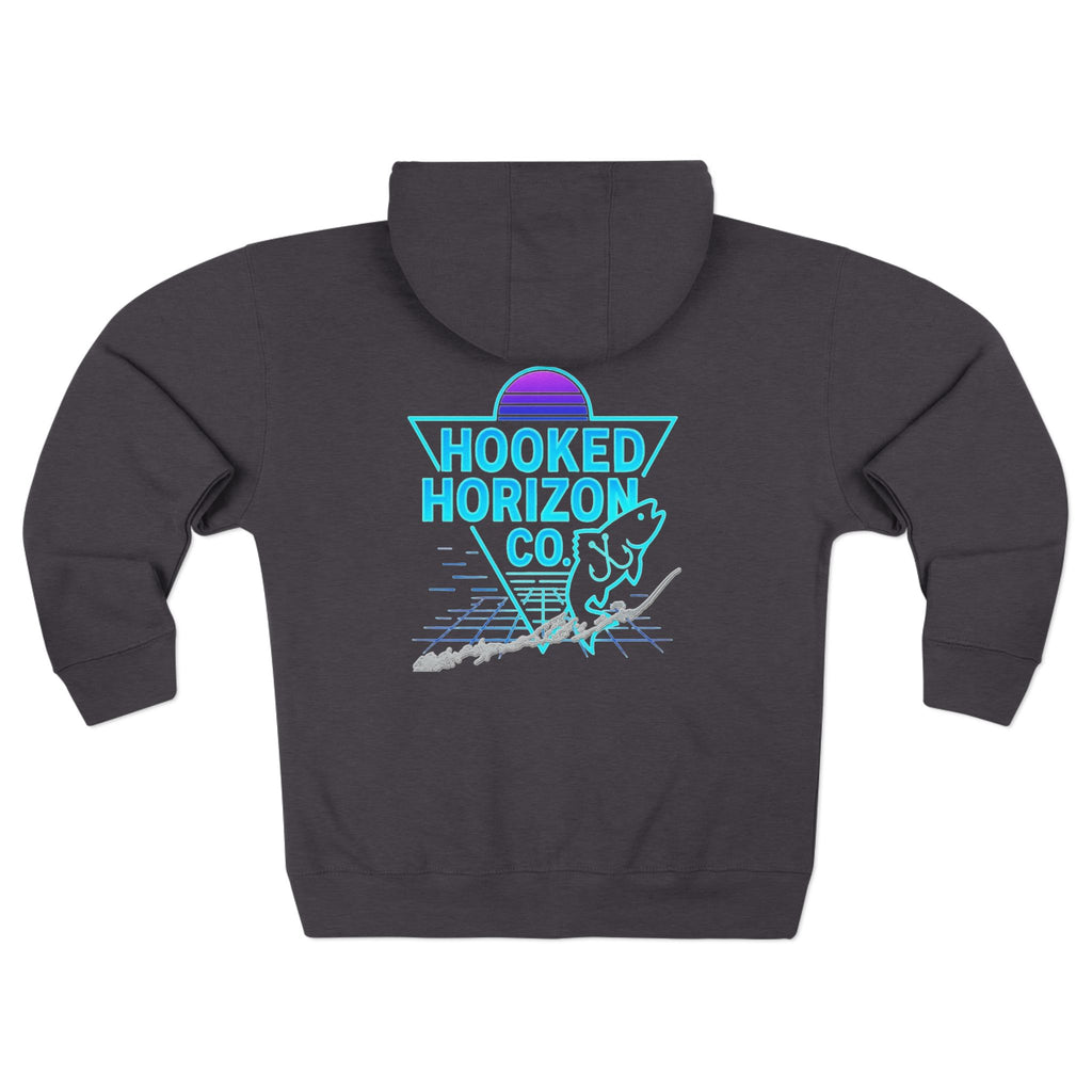 Marathon Key Neon Deep Drift Coral & Turtle Hooked Horizon Co. Unisex Zip Hoodie for Ocean Lovers, Nautical Fashion, Cool Weather Gear, Everyday Comfort, Perfect Gift
