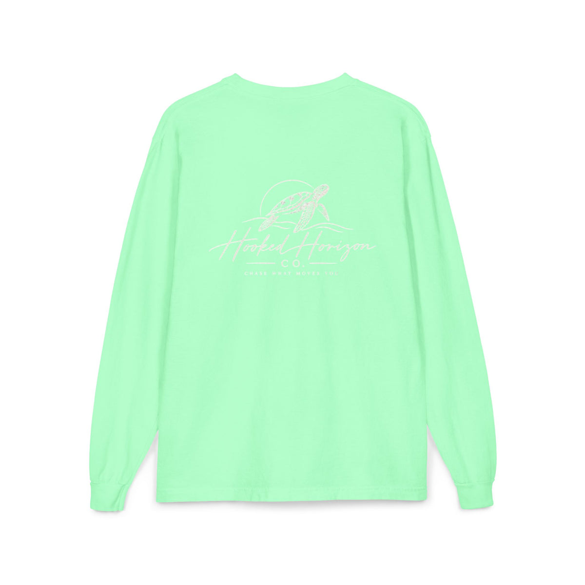 Turtle Hooked Horizon Co. – " Chase What Moves You "Unisex Long Sleeve Pocket T-Shirt