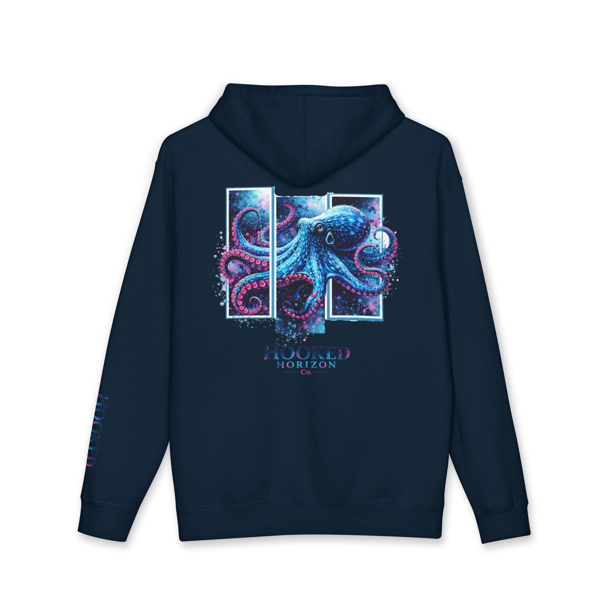 Octopus Hoodie Hooked Horizon Co. — Fishing Back Graphic Hoodie, Multiple Color Variations