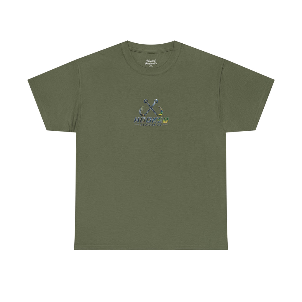 Mahi Mahi Hooked Horizon Co Tee—Ocean Graphic Tee — "Beloved" Ray Design
