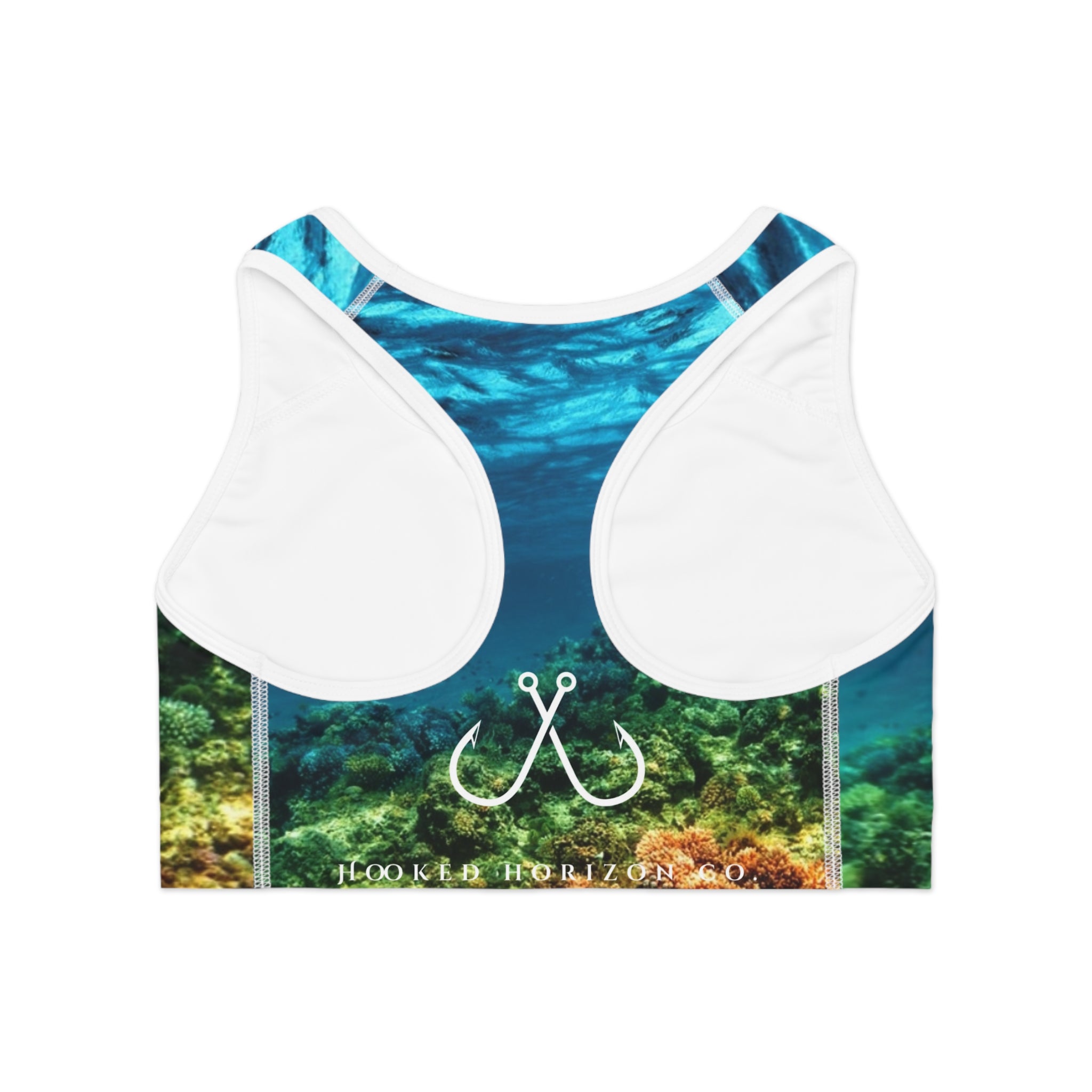 Coral Reel Deep Drift Hooked Horizon Co. Stylish Sports Bra for Active Women, Workout Top, Gym Essential, Fitness Apparel, Athleisure Wear, Yoga Gear
