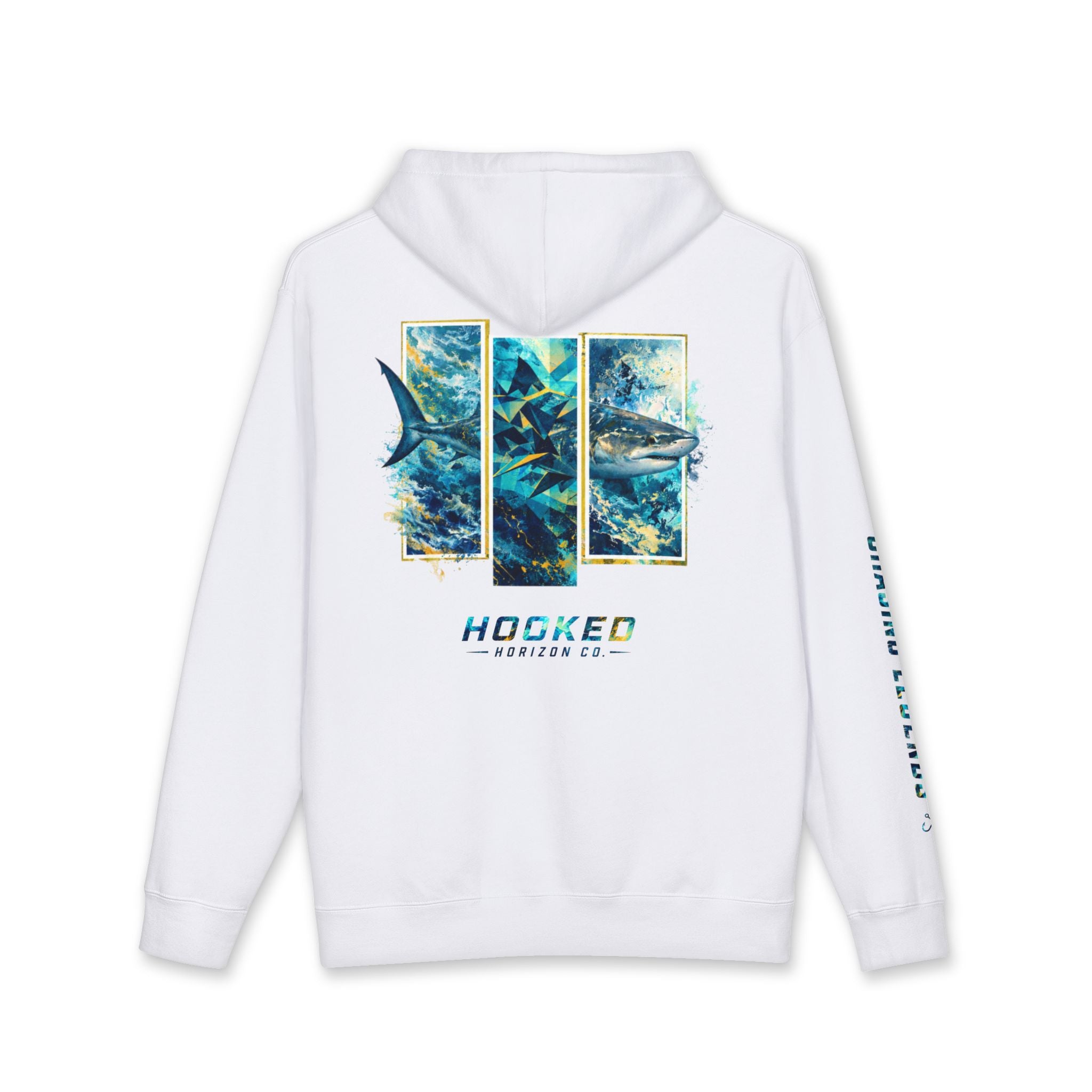 Bull Shark Hoodie Hooked Horizon Co. — Fishing Back Graphic Hoodie, Multiple Color Variations
