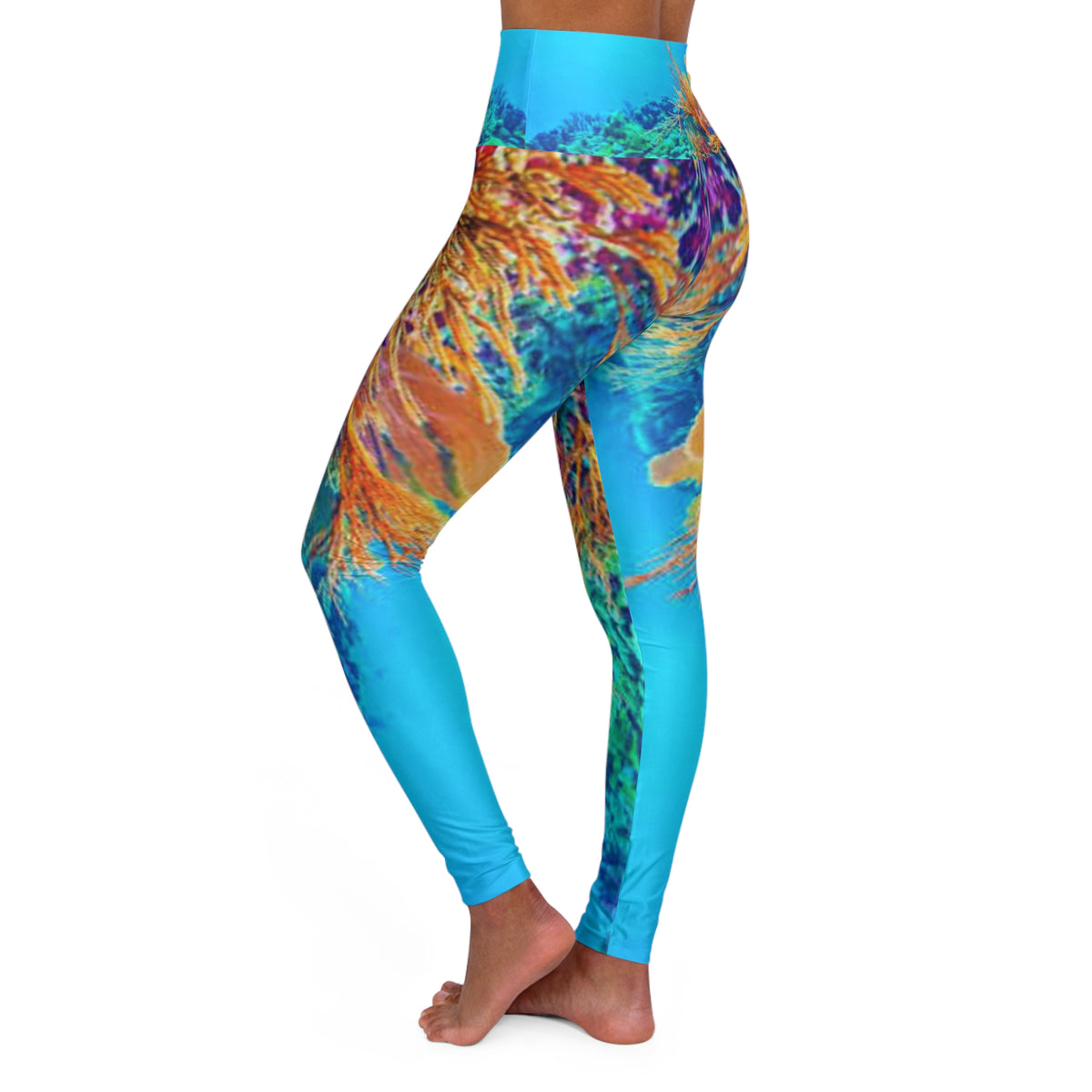 Bright Reef High Waisted Yoga Leggings - Purple, Comfortable Activewear, Fitness Pants, Ideal for Gym, Yoga, and Weekend Brunch
