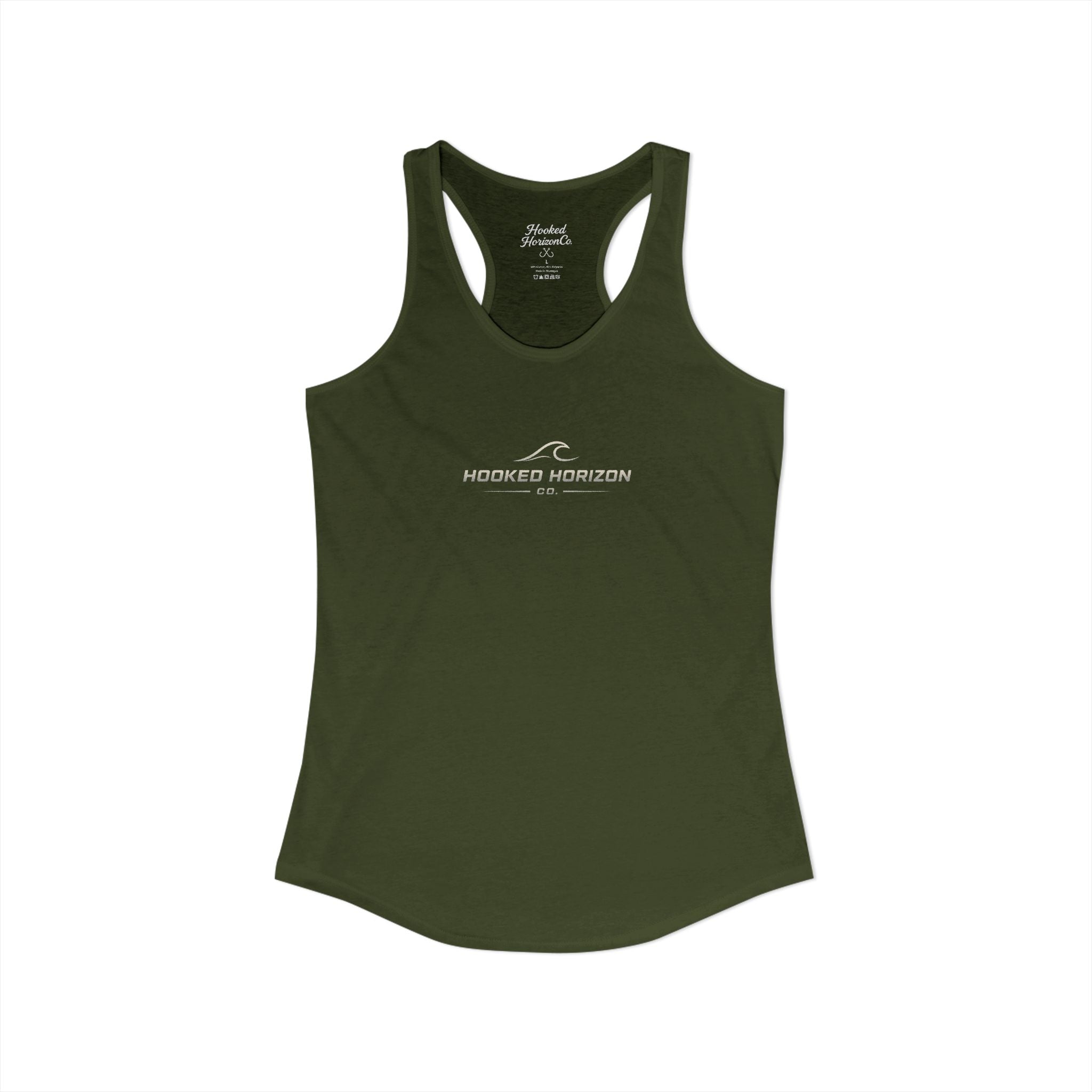 Hooked Horizon Co. Commerical Logo — Soft Women's Ideal Racerback Tank