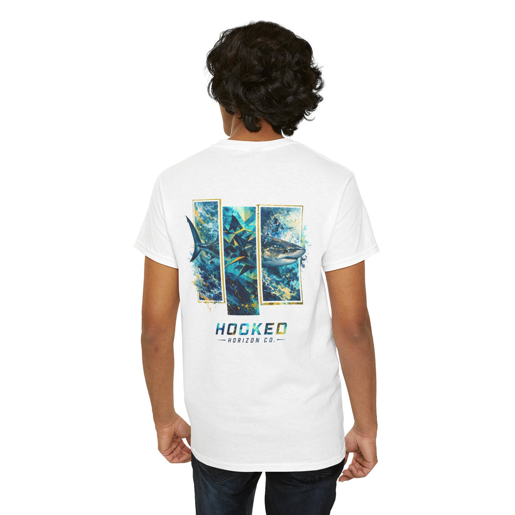 Bull Shark Hooked Horizon Co Tee—Ocean Graphic Tee — "Beloved" Ray Design