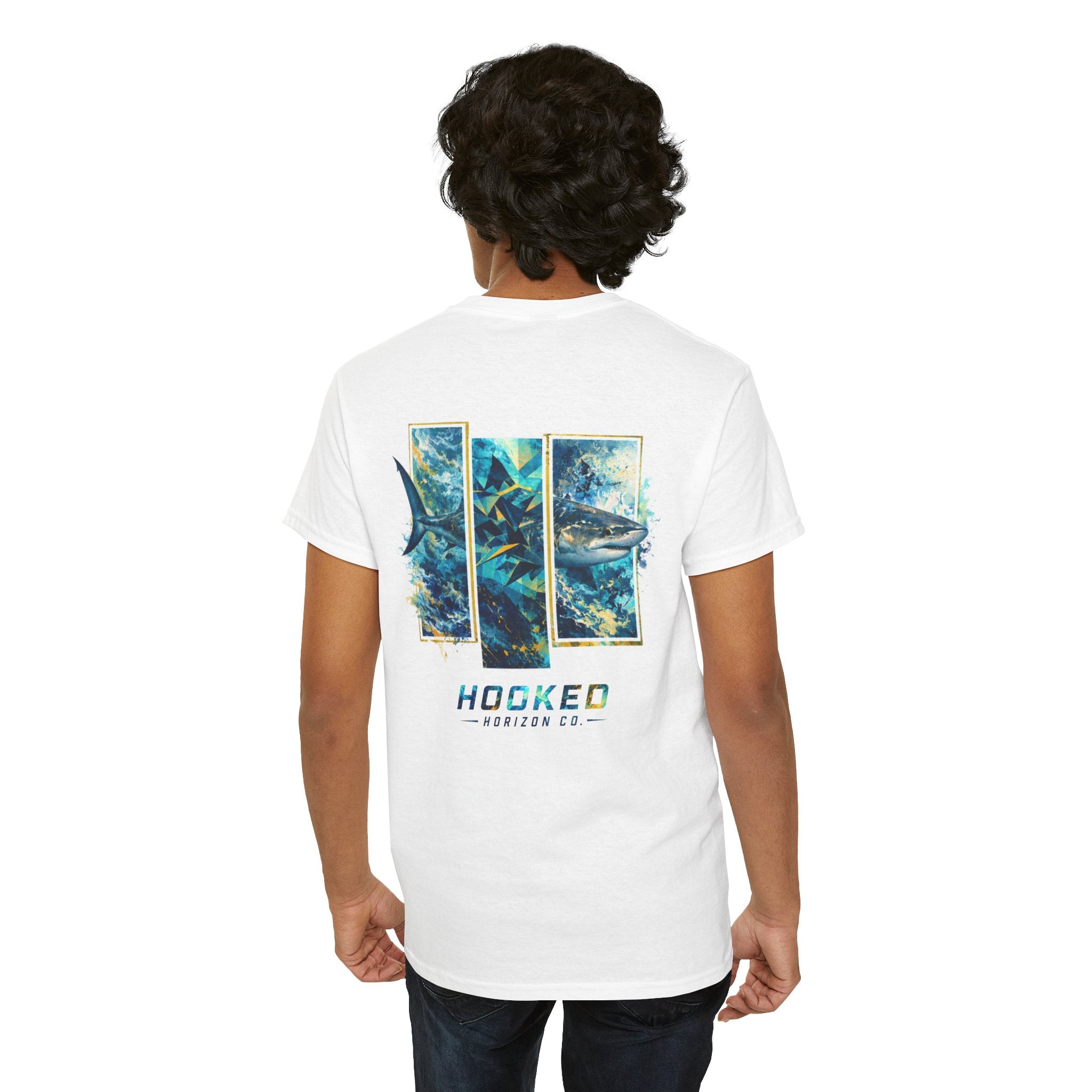 Bull Shark Hooked Horizon Co Tee—Ocean Graphic Tee — "Beloved" Ray Design