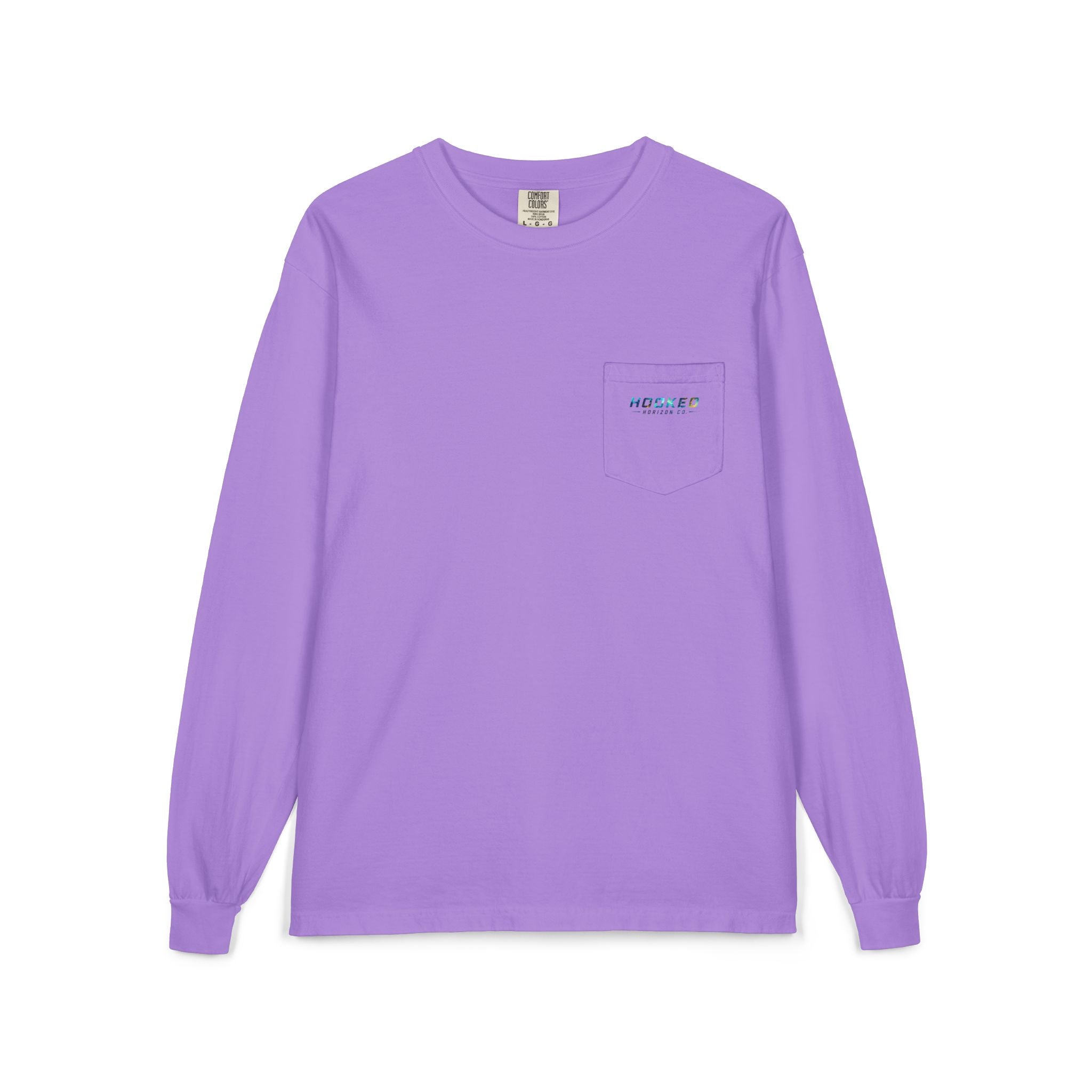 Blue & Gold Hooked Horizon Co.  Classic Logo Unisex Long Sleeve Pocket T-Shirt
