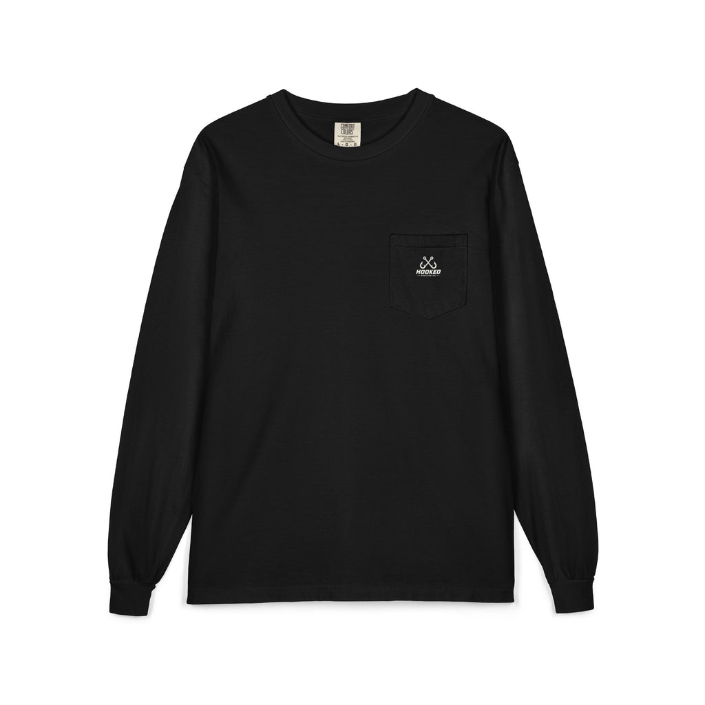 USA Manta Ray Hooked Horizon Co.  Classic Logo Unisex Long Sleeve Pocket T-Shirt
