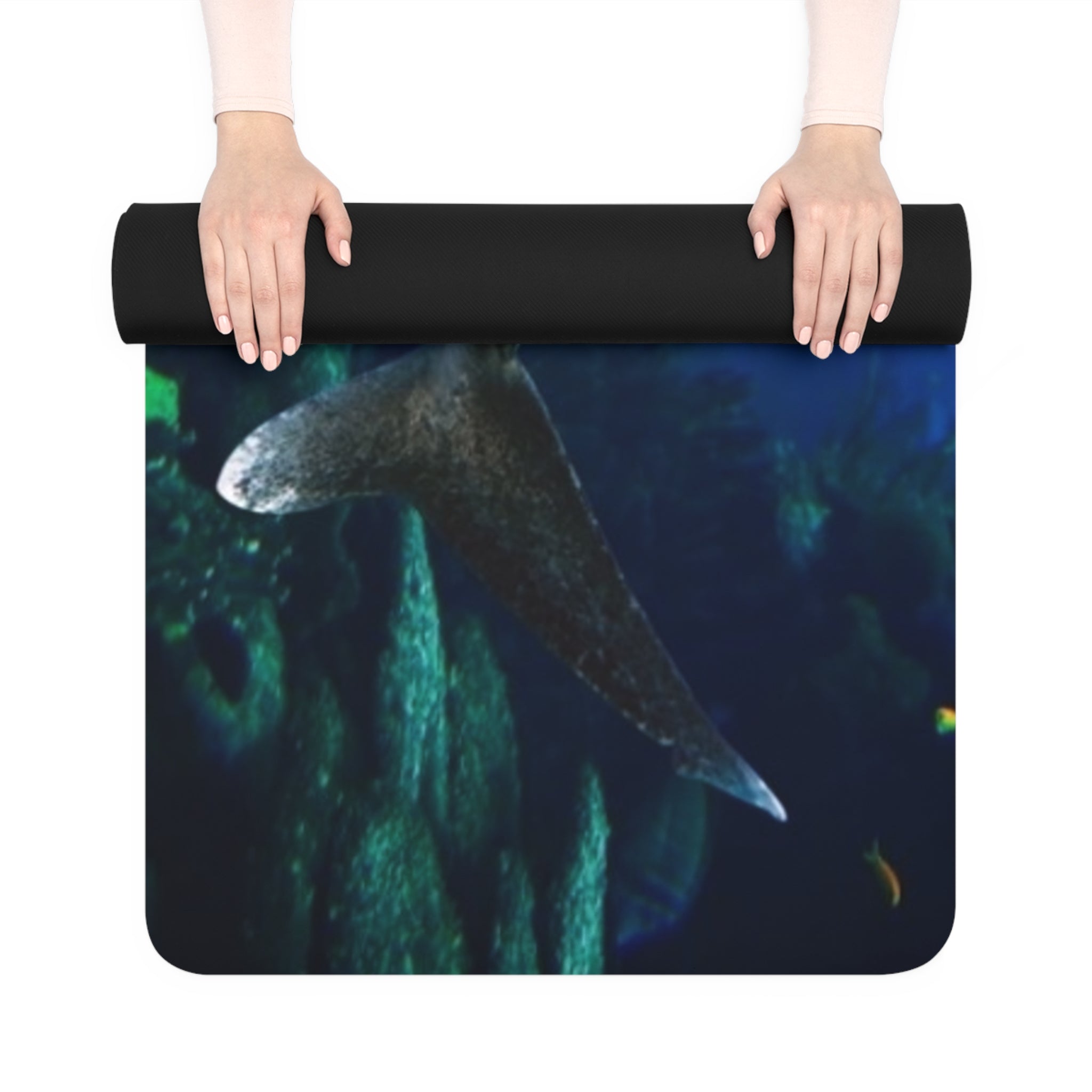 White Tip Shark Ocean-Inspired Rubber Yoga Mat for Mindfulness, Fitness, Eco-Friendly Exercise, Home Workouts, Gift for Yogis