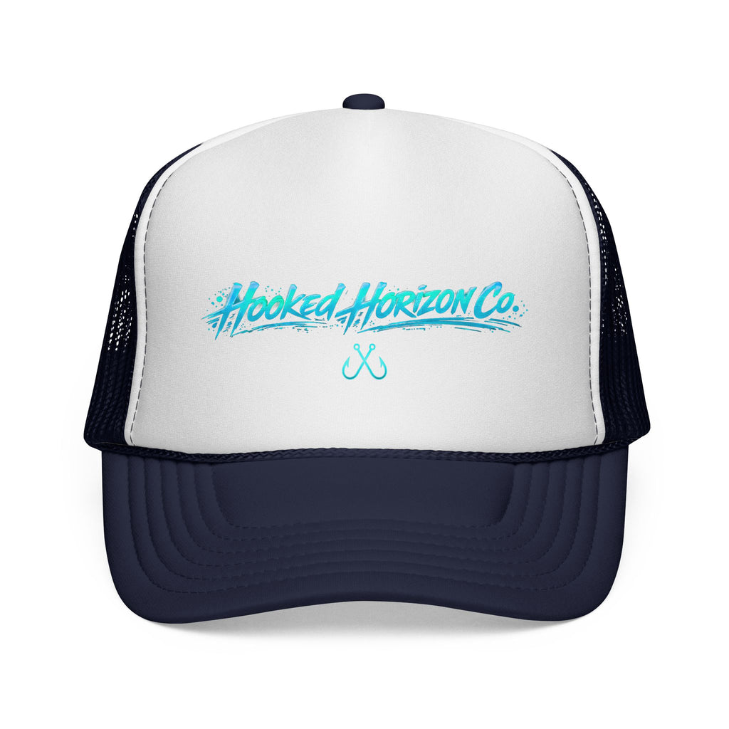 Retro 90s Inspired Hooked Horizon Co. Trucker Cap — Fishing & Beach Hat