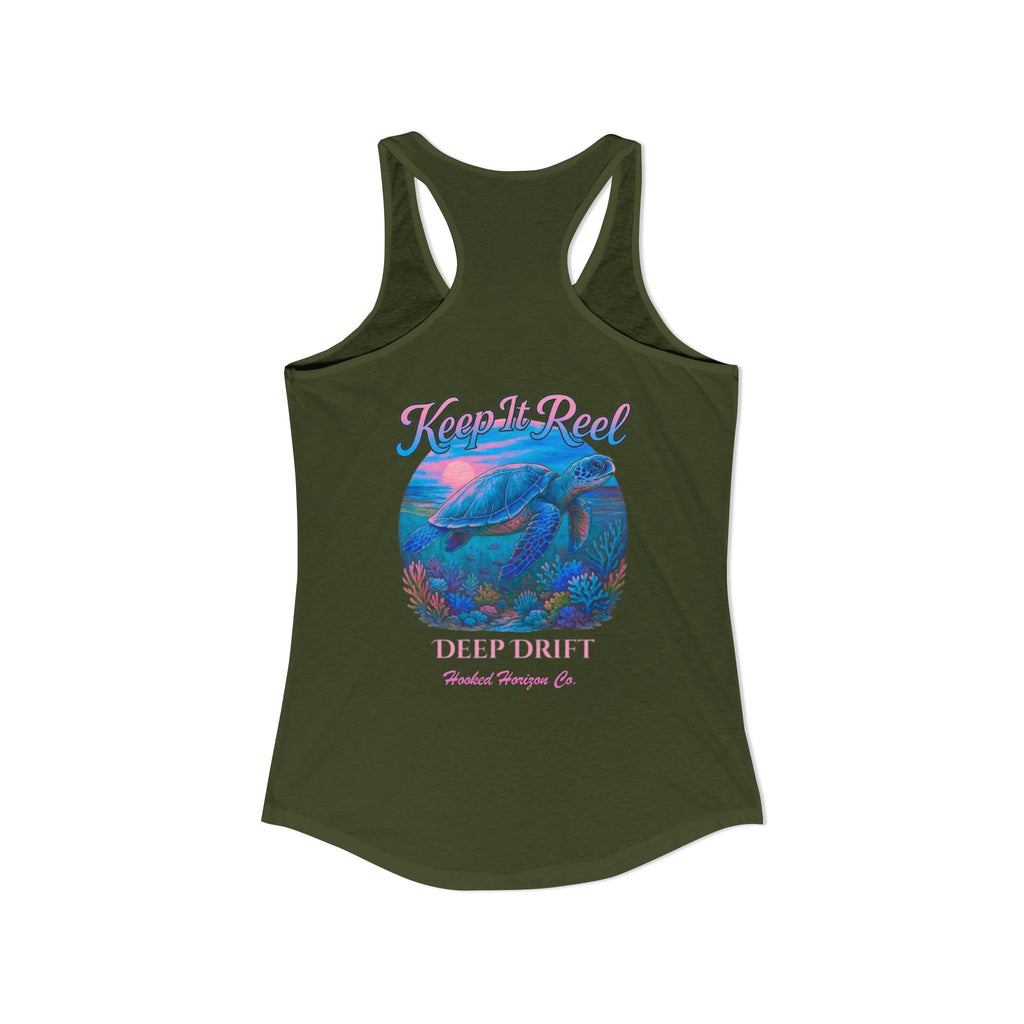 Turtle " Keep It Reel" Deep Drift– Hooked Horizon Co. Gifts for Ocean Lovers, Nautical Fashion, Everyday Comfort, Perfect Gift for Her
