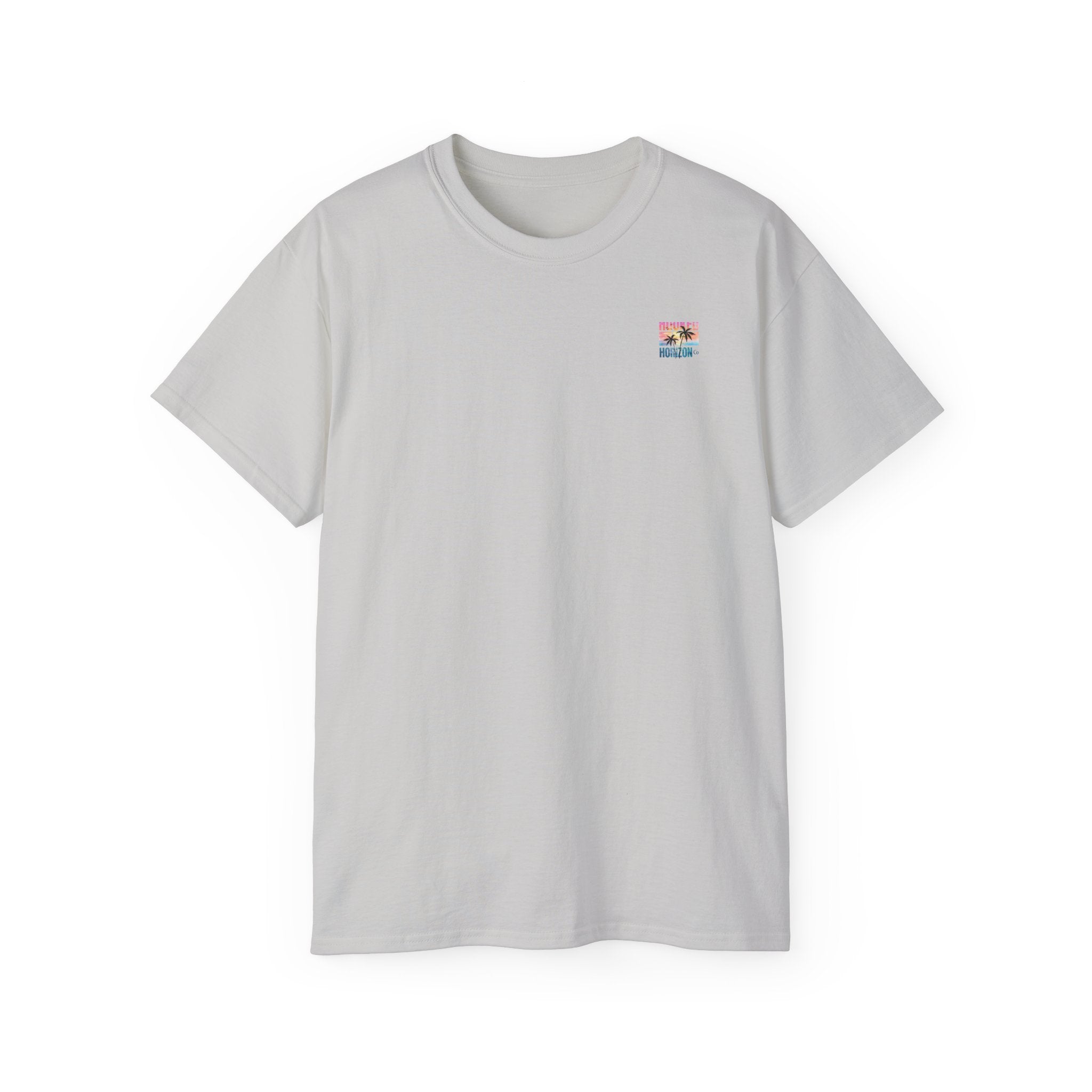 Sunset & Palm Tree T-Shirt — "Hooked" Boat & Horizon Graphic Tee, Multiple Color Variations