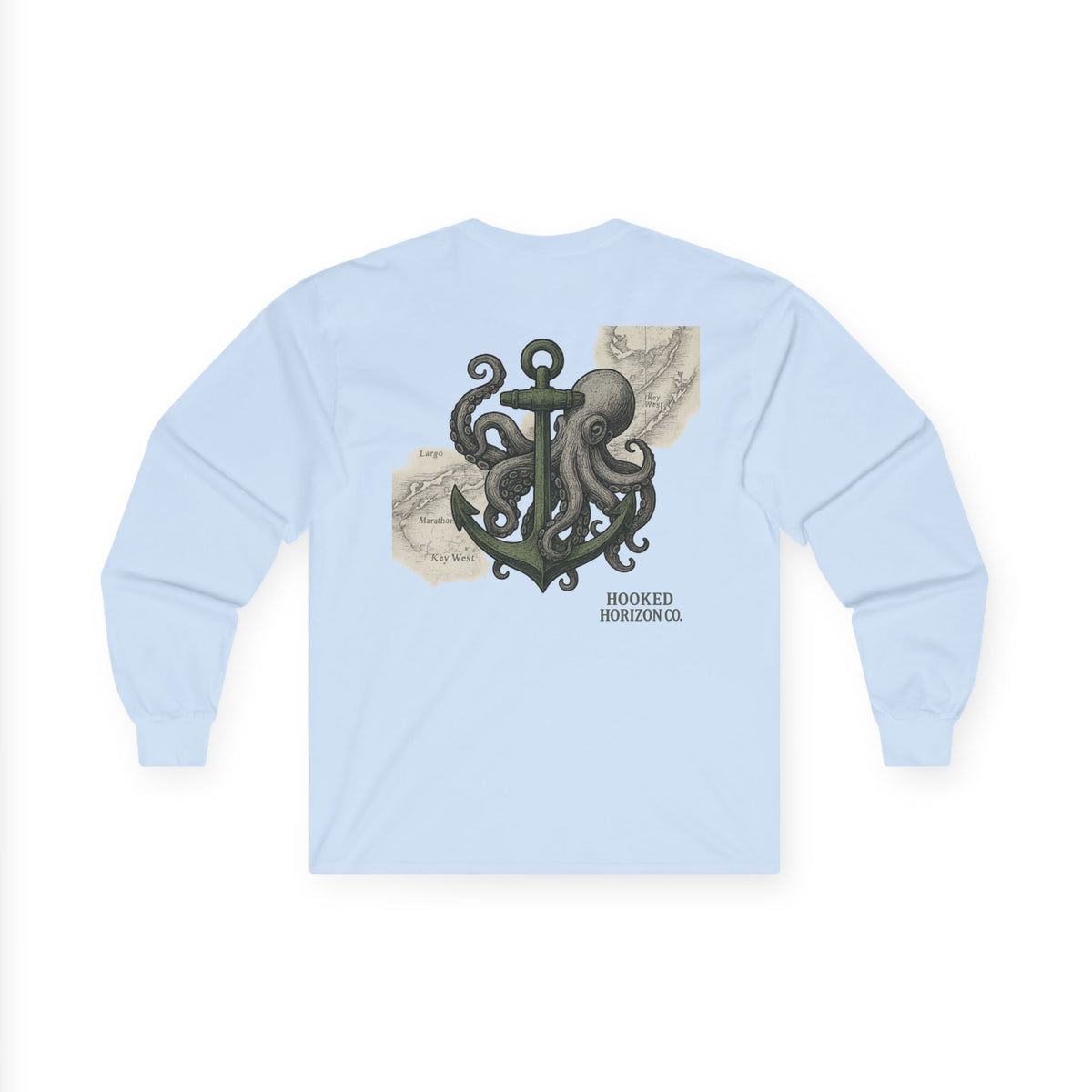 Octopus & Anchor Long Sleeve Tee, Unisex Cotton Shirt, Nautical Gift, Beachwear, Casual Outfit, Ocean Lover Apparel