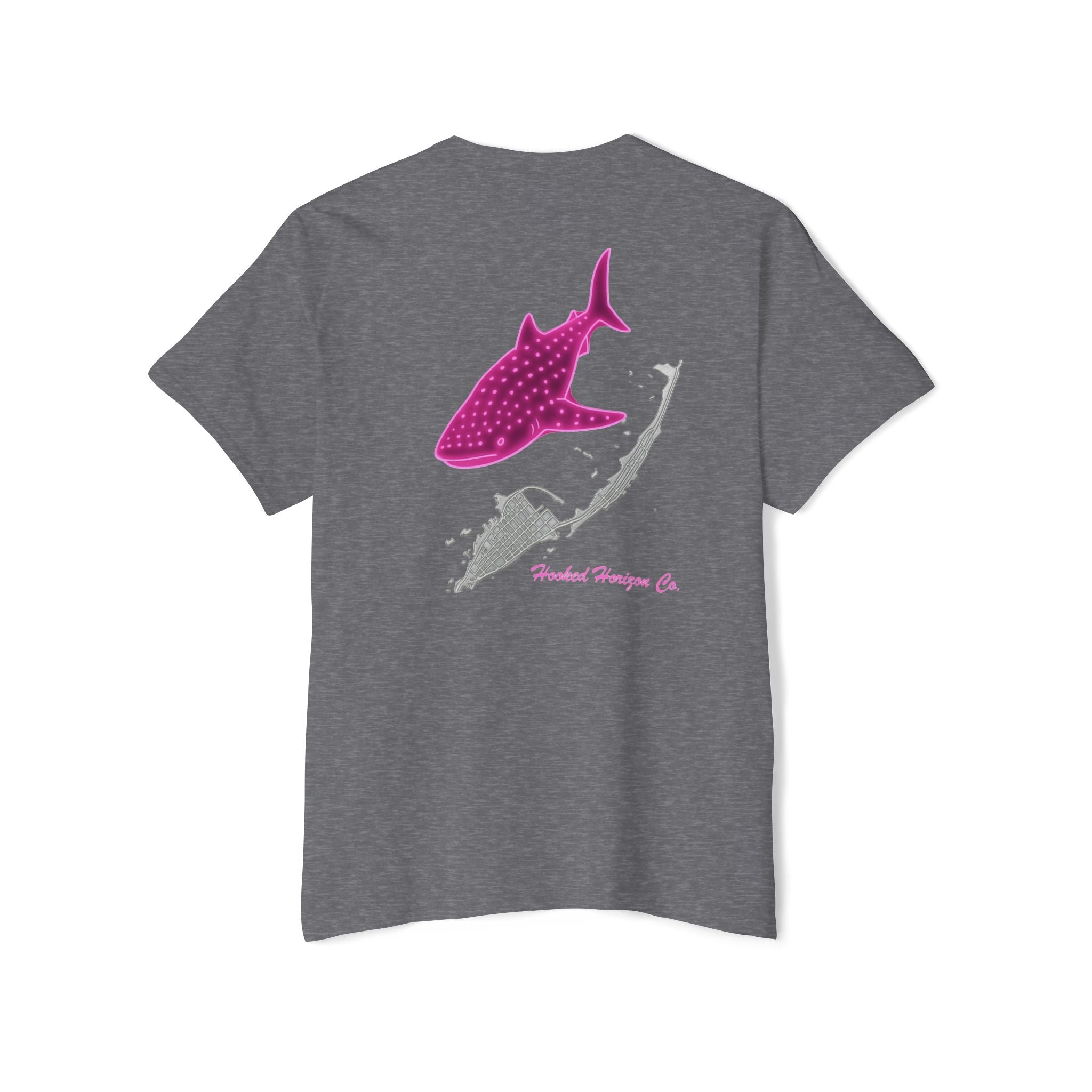 Neon Whale Shark Deep Drift Hooked HorizonCo.  Tee- Perfect for Angler and Fishing Gifts, For him, For Her Unisex Cotton T-Shirt for Fishing & Wildlife Enthusiasts, Ocean Lovers