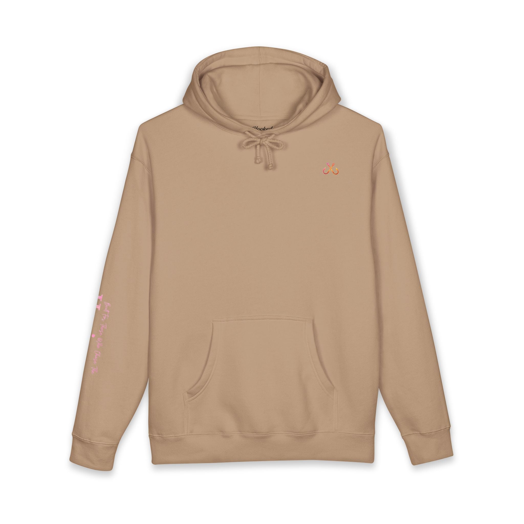 Pink & Orange Chasing Legends Not Trends Hoodie Hooked Horizon Co. — Minimal Skeletal Fish Back Graphic Hoodie, Multiple Color Variations