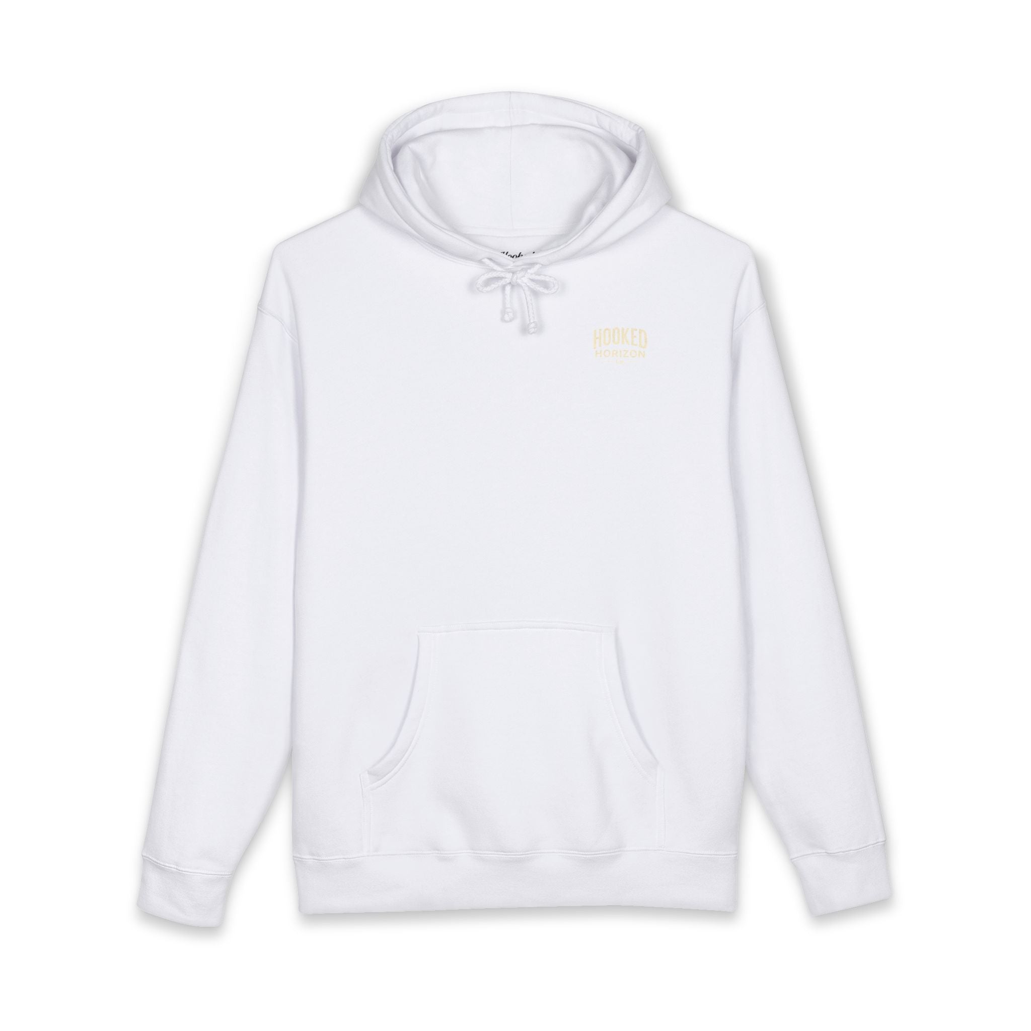 Dog & Sunset Hoodie Hooked Horizon Co. — Minimal Fishing Back Graphic Hoodie, Multiple Color Variations