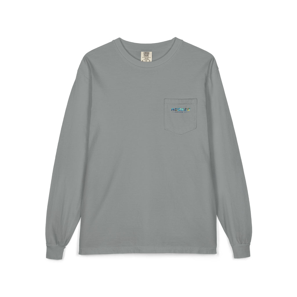 Blue & Gold Hooked Horizon Co.  Classic Logo Unisex Long Sleeve Pocket T-Shirt