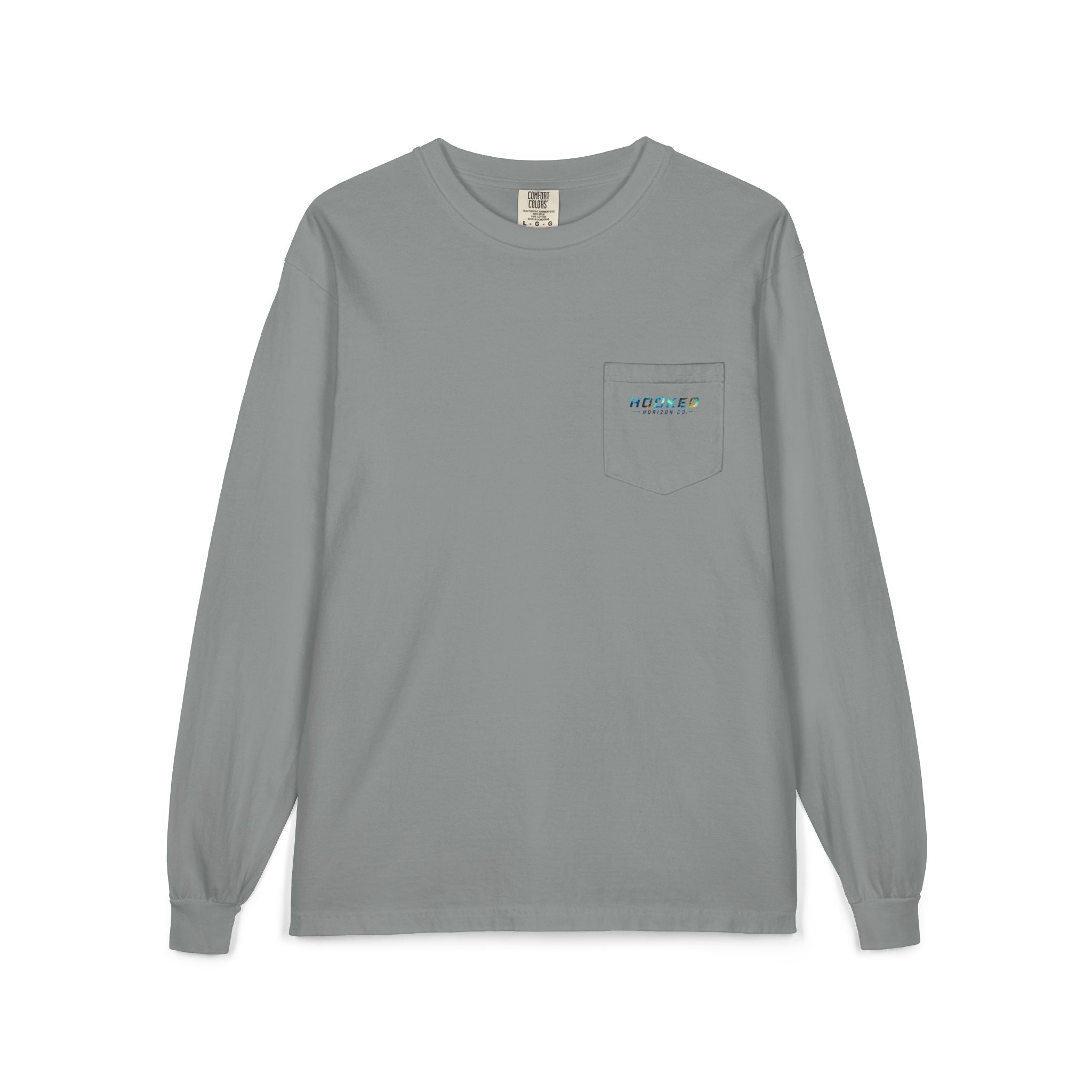 Blue & Gold Hooked Horizon Co.  Classic Logo Unisex Long Sleeve Pocket T-Shirt