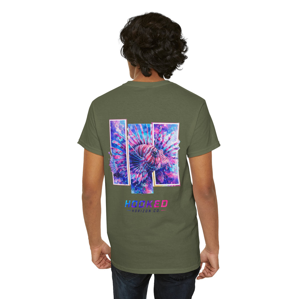 Lion Fish Hooked Horizon Co Tee—Ocean Graphic Tee — "Beloved" Ray Design