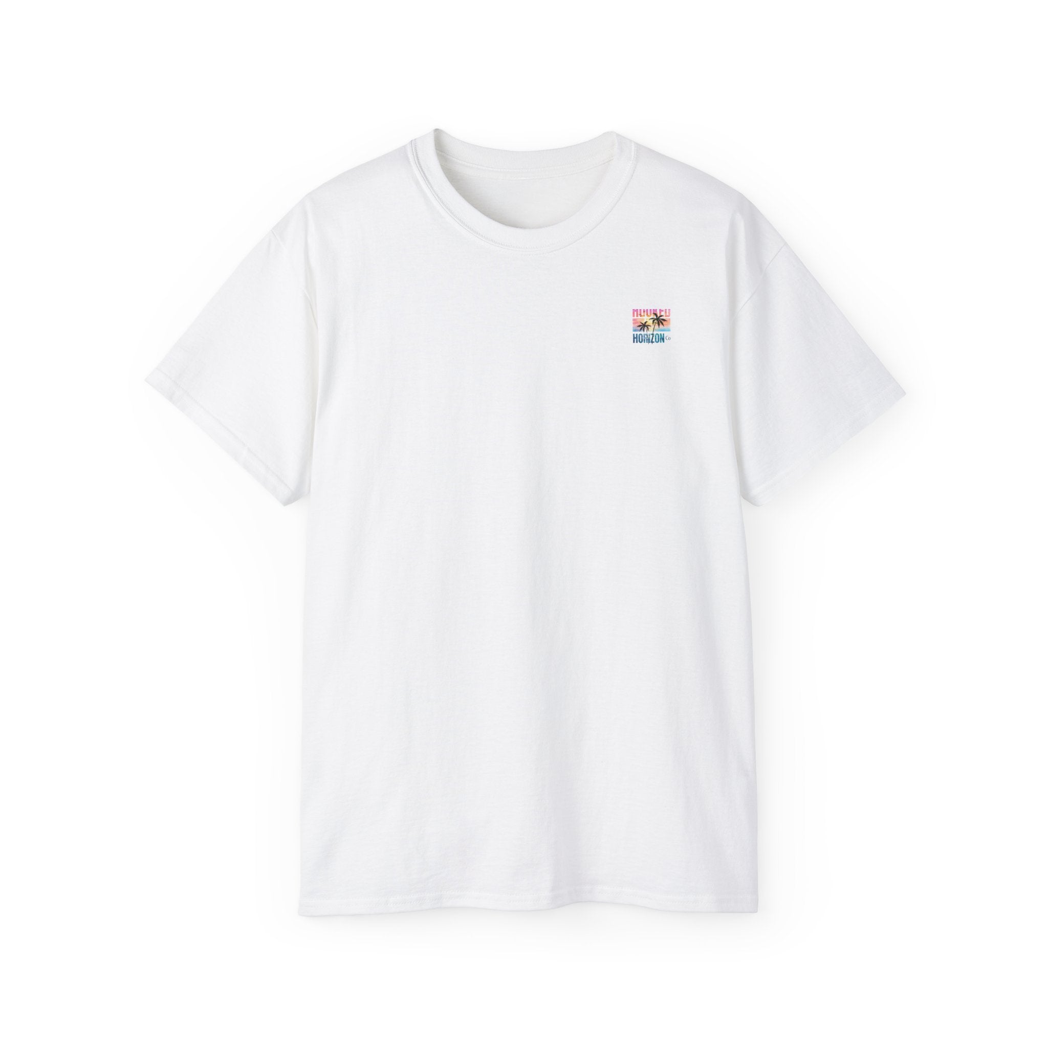 Sunset & Palm Tree T-Shirt — "Hooked" Boat & Horizon Graphic Tee, Multiple Color Variations