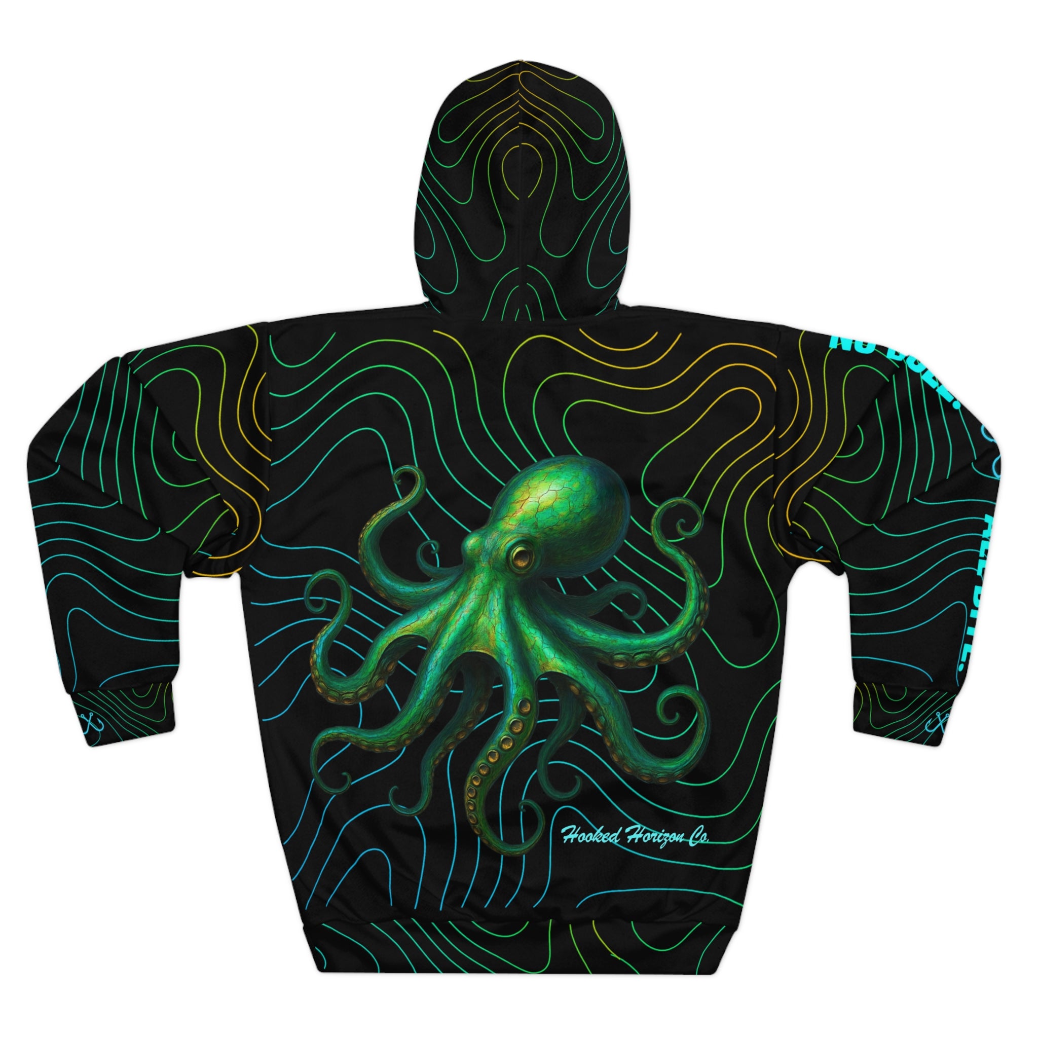 Green Octopus & Wave Topography Fishing Hoodie — Deep Drift Fishing,  Hooked Horizon Co. Neon Ombre Pullover